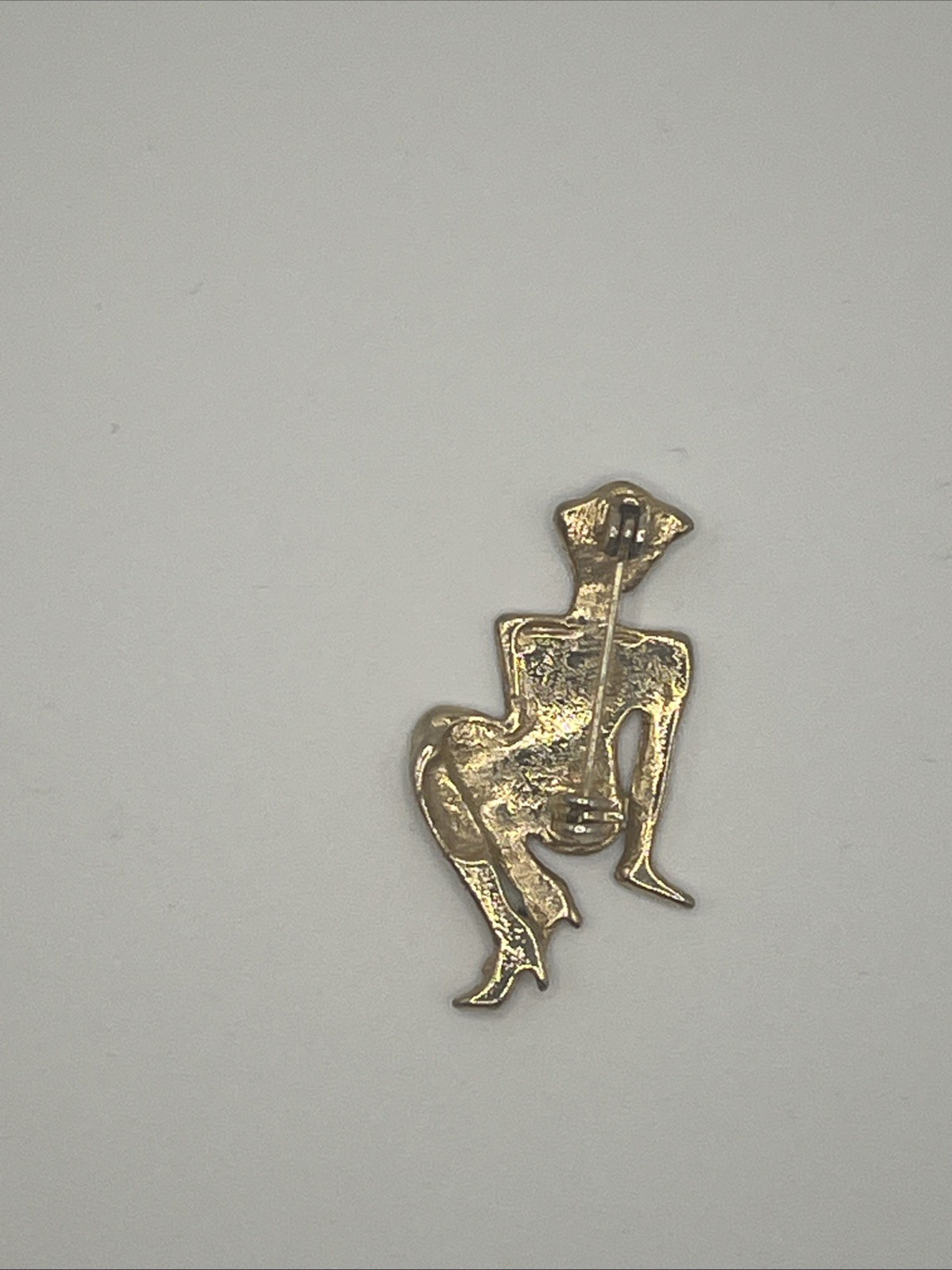 Vintage Woman Brooch Brass