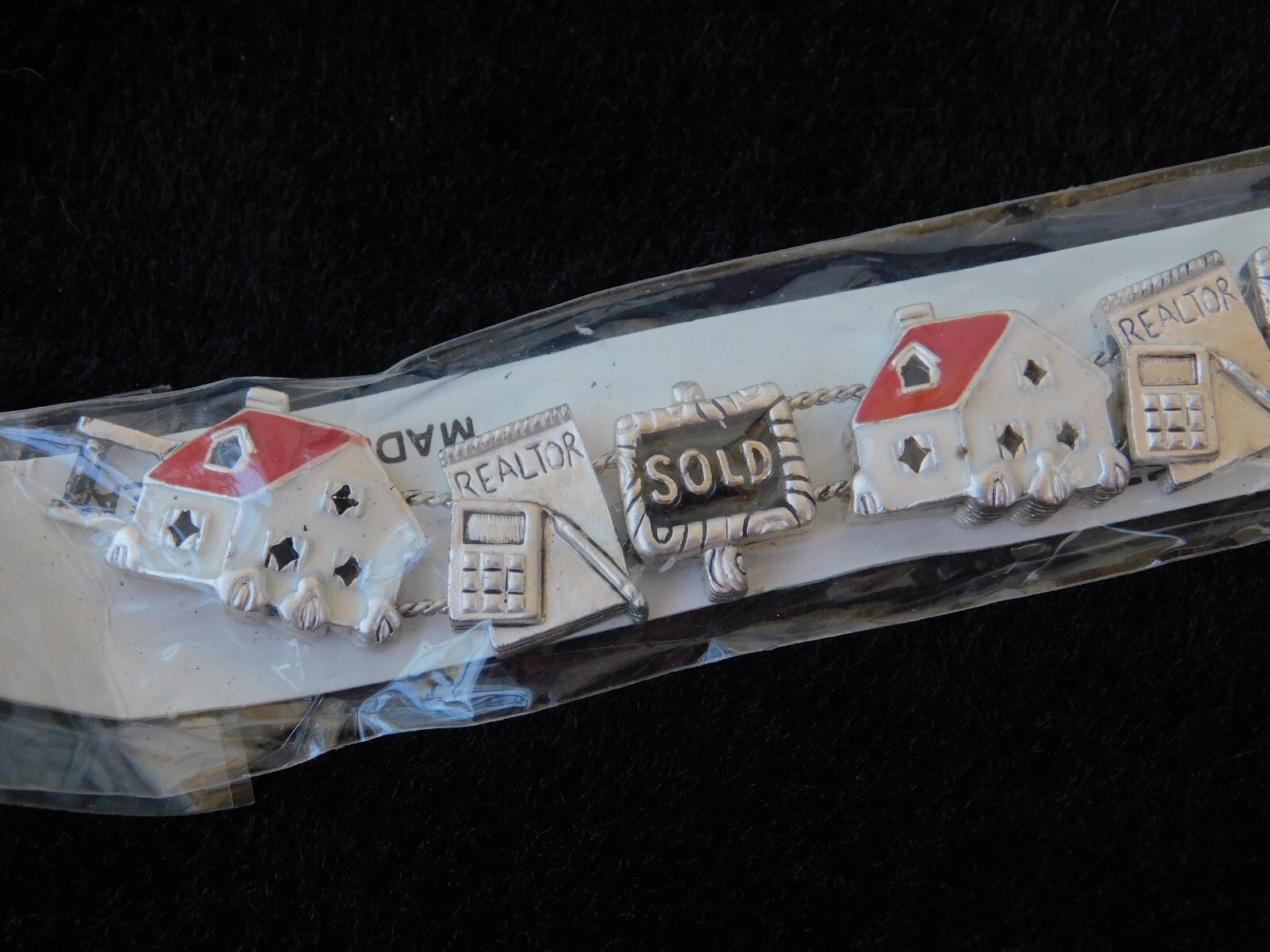 Vintage Charm Bracelet Realtor Sold House Double Chain Costume Jewelry