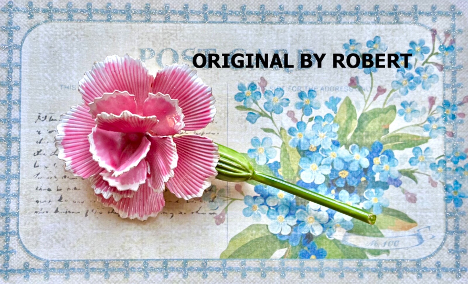 1960s Vintage Signed Original By Robert Pretty Pink Carnation FLOWER BROOCH pin