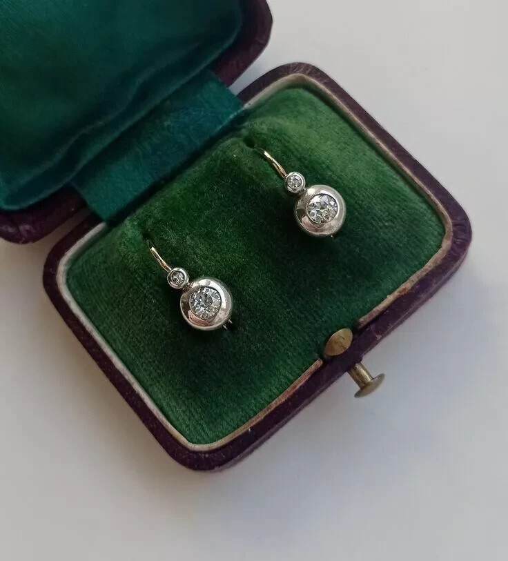 3.25Ct Lab Created Diamond Vintage Style Drop Earring 14K Two Tone Gold Finish