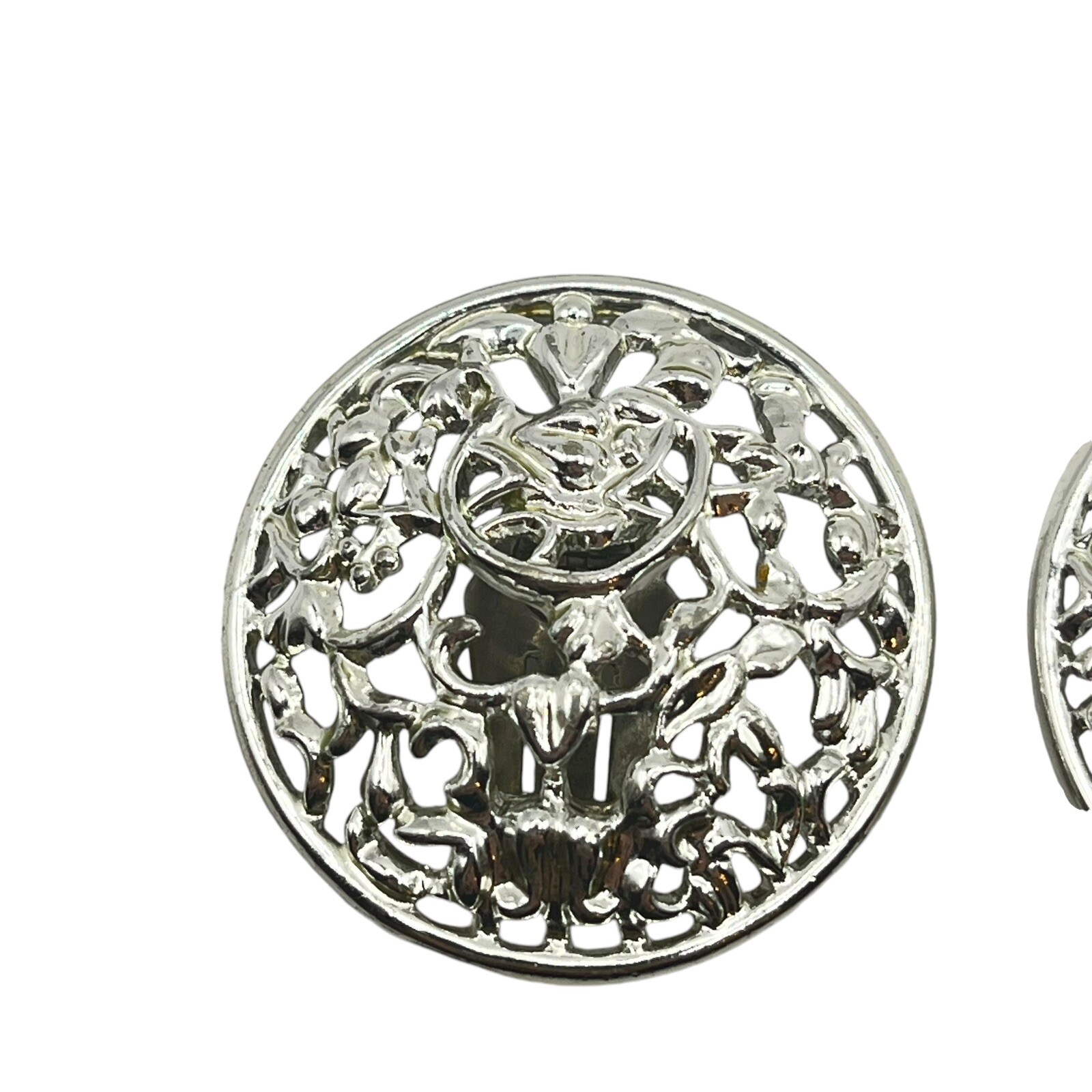 Sarah Coventry Silver Filigree Clip On Earrings Round Signed Vintage Costume