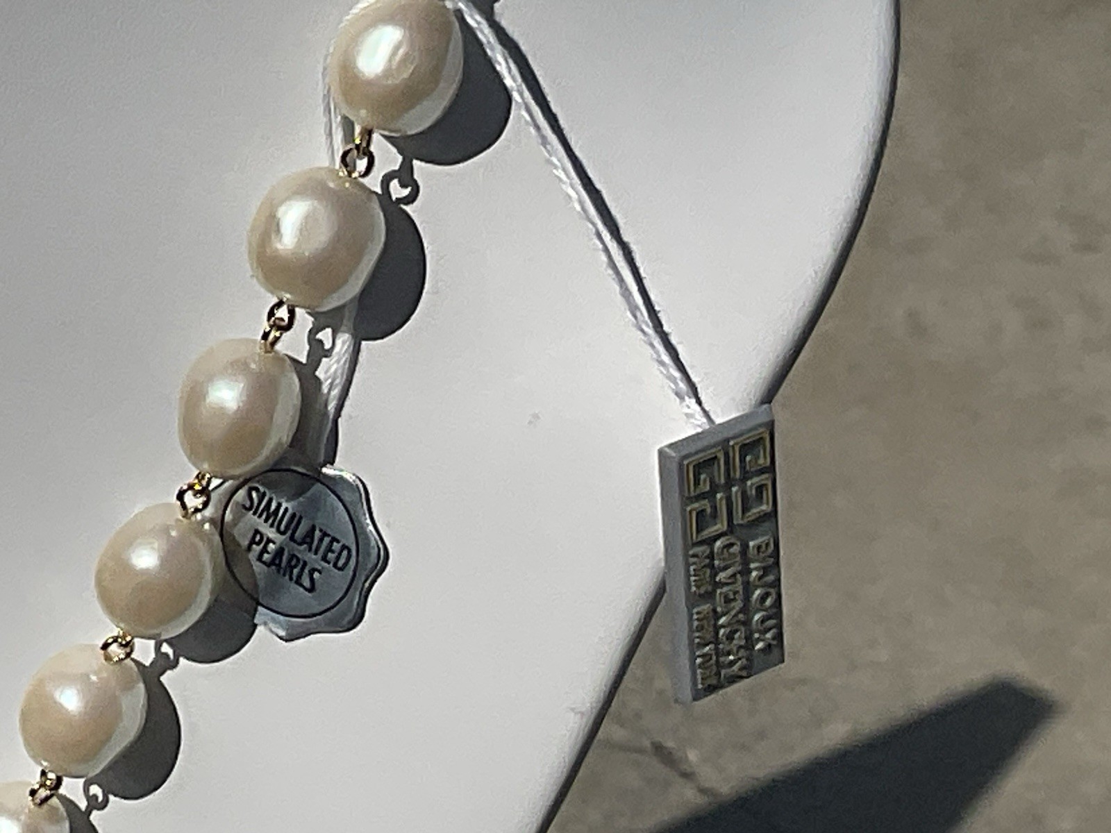 NOS Simulated Pearl + Rhinestone Bijoux GIVENCHY Goldtone Necklace!!!