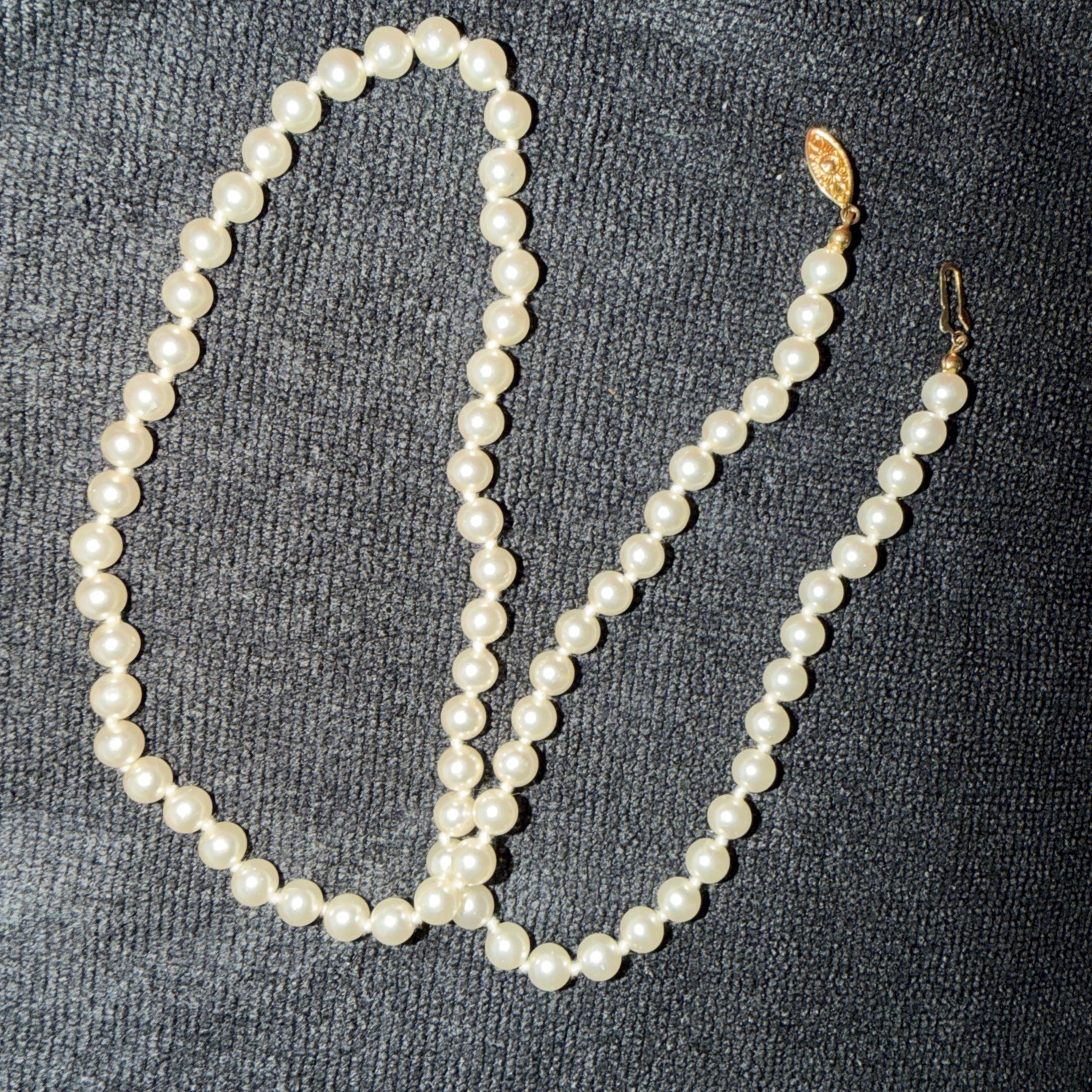 Vintage Akoya Pearl Necklace 14k Filigree Clasp~Uniform 6–6.5 mm Cream Overtone