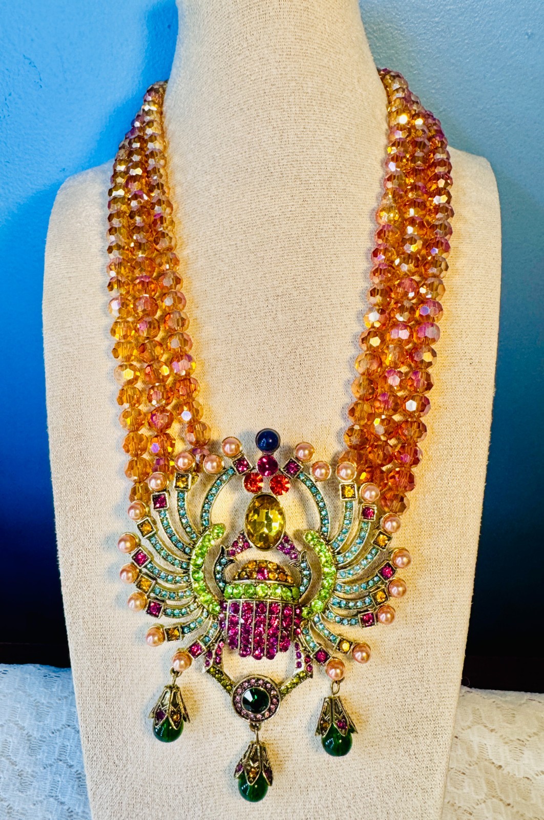 RARE & RETIRED! “NEW SCARAB IN TOWN” By Heidi Daus Egyptian Revival Style!