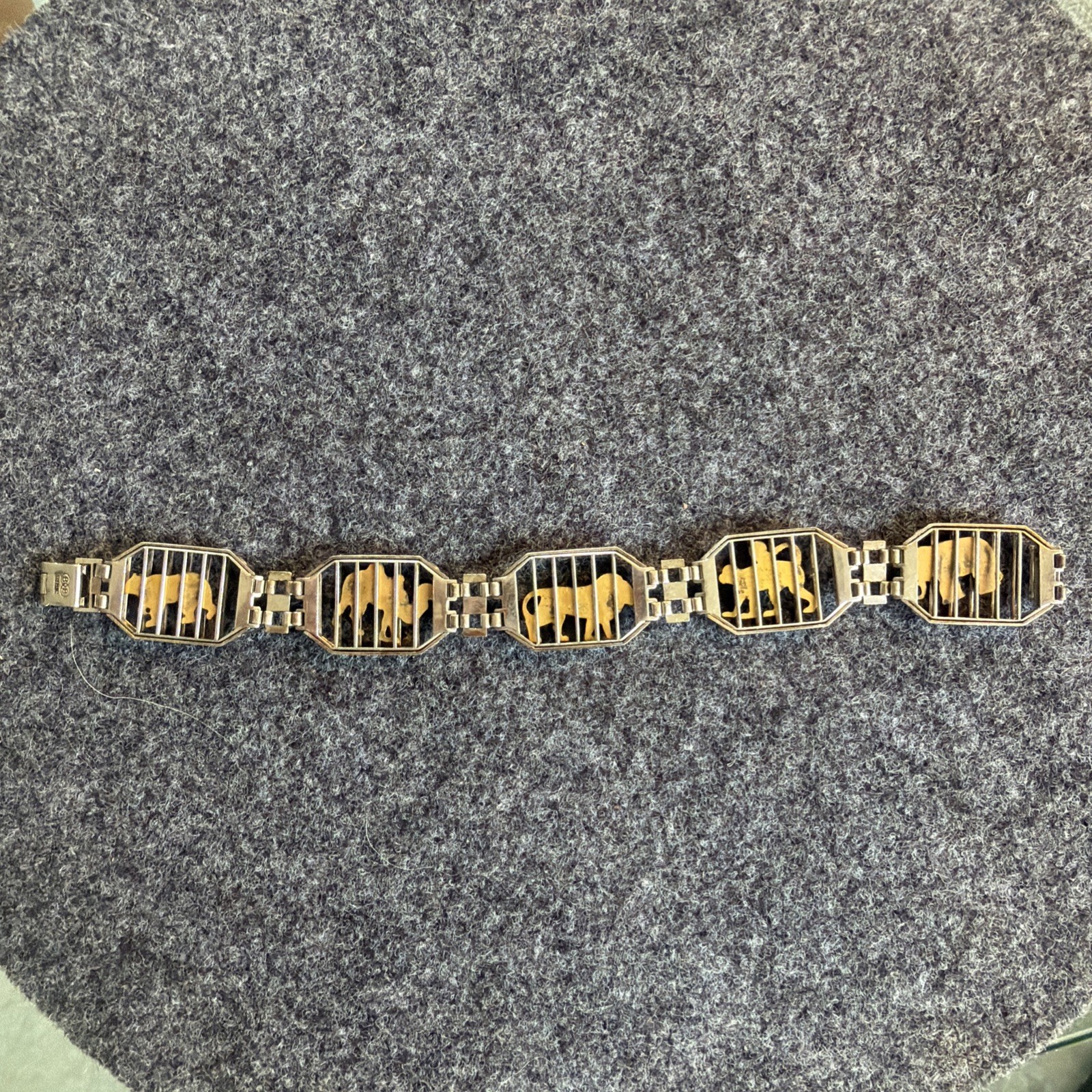 Vintage 1940s Bennett & Bradford Sterling Silver Circus Cage Animal Bracelet BB