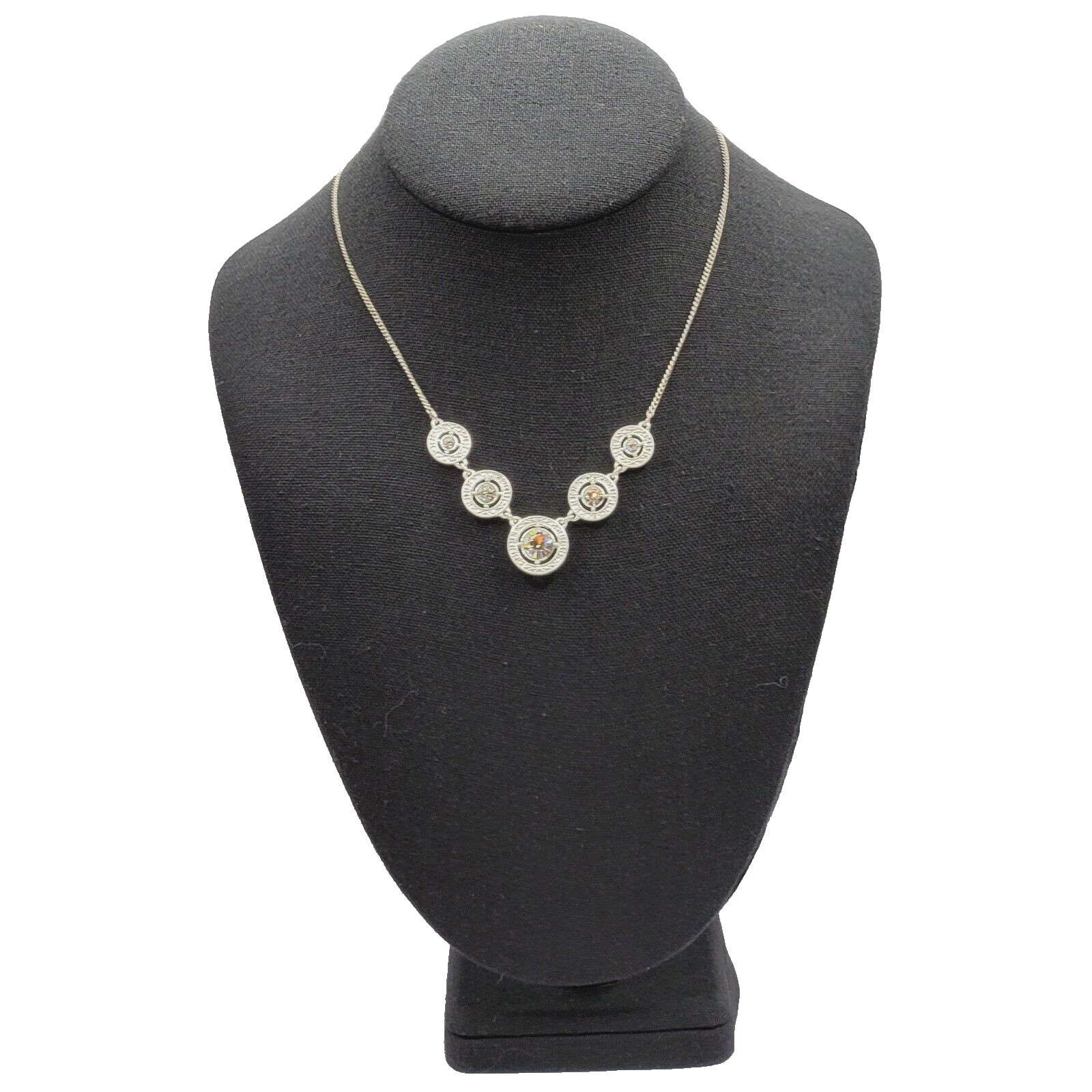 Avon NRT Professional Sparkling Rhinestone Silver Tone Metal Vintage Necklace