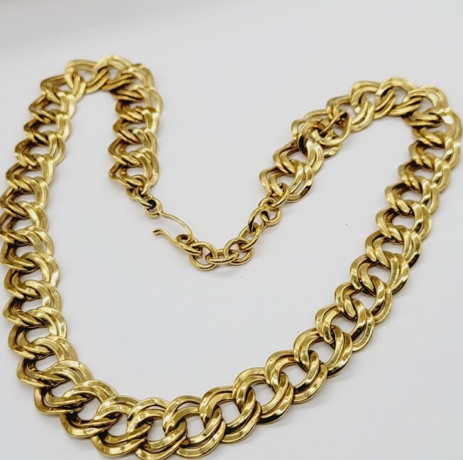MONET Necklace Double Loop Gold Tone Chain Vintage 1980’s Style 21 in
