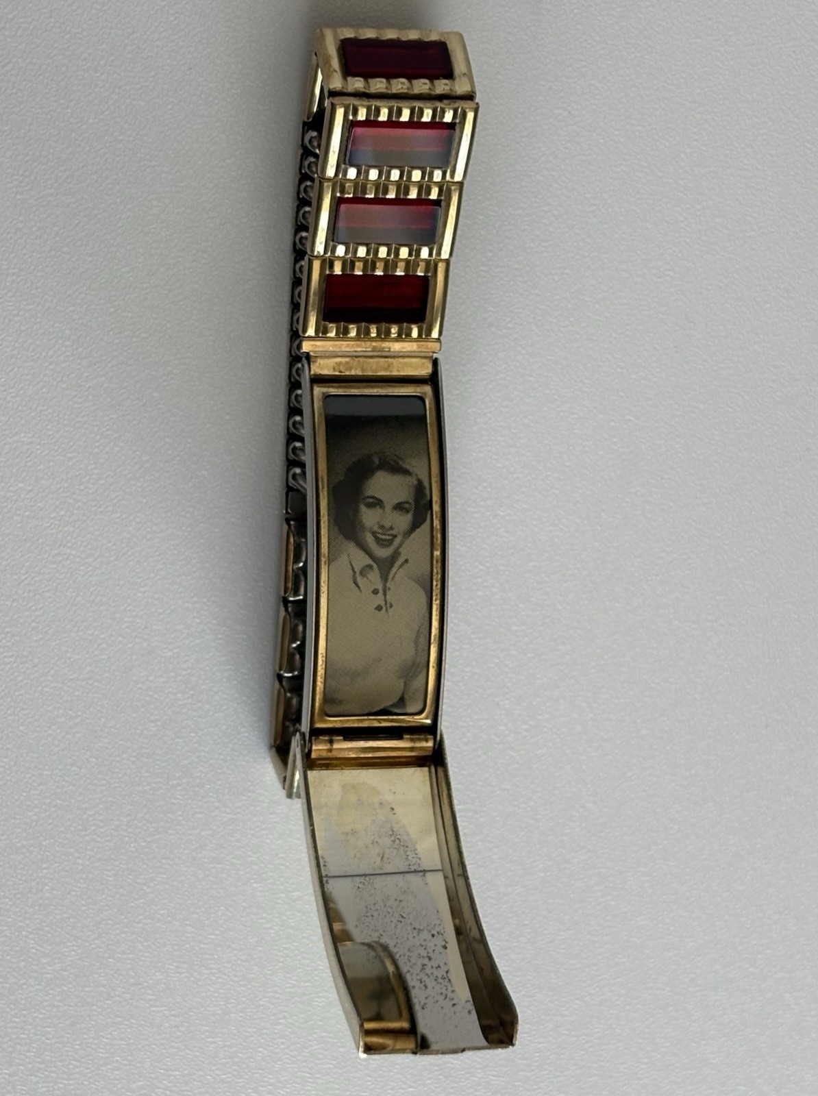 Spiedel 10k Gold Filled ID Hidden Secret Photo Bracelet 1950s MCM Expandable VTG
