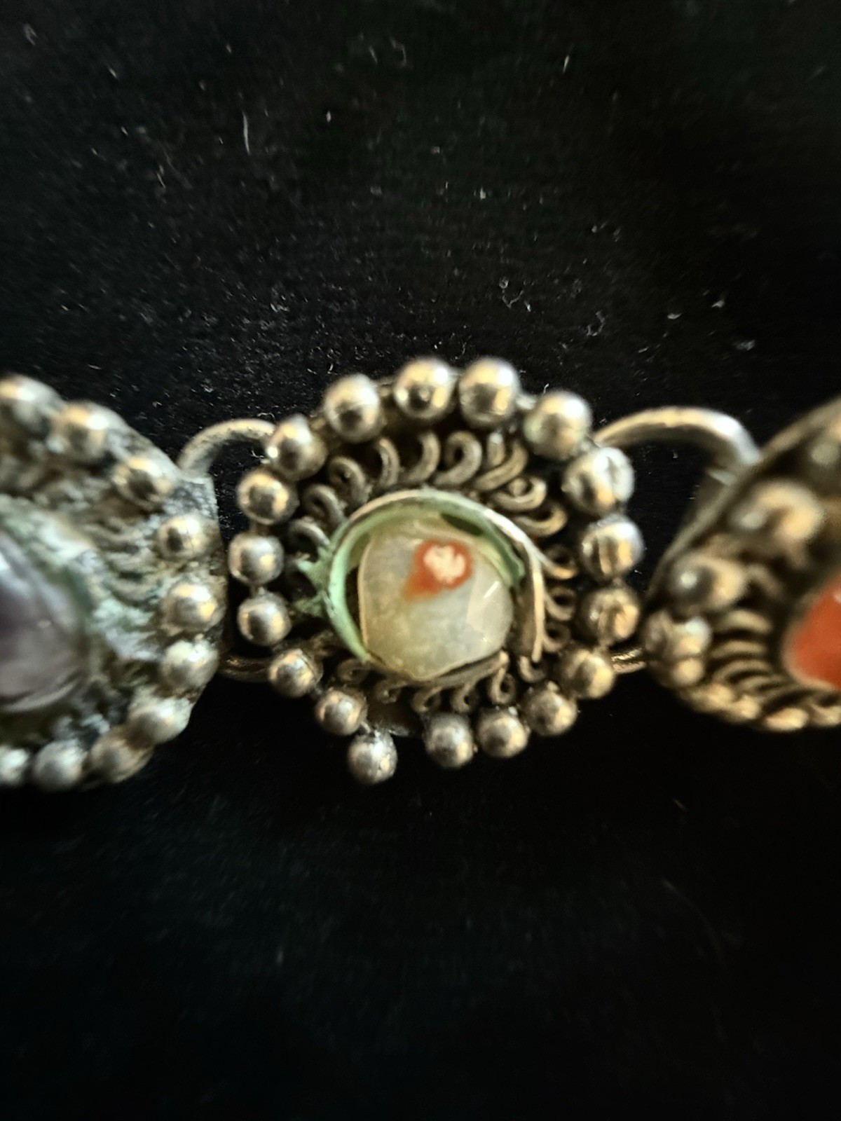 Traditional Afghan MetalWork Sweater Guard With Agate + Other Stones