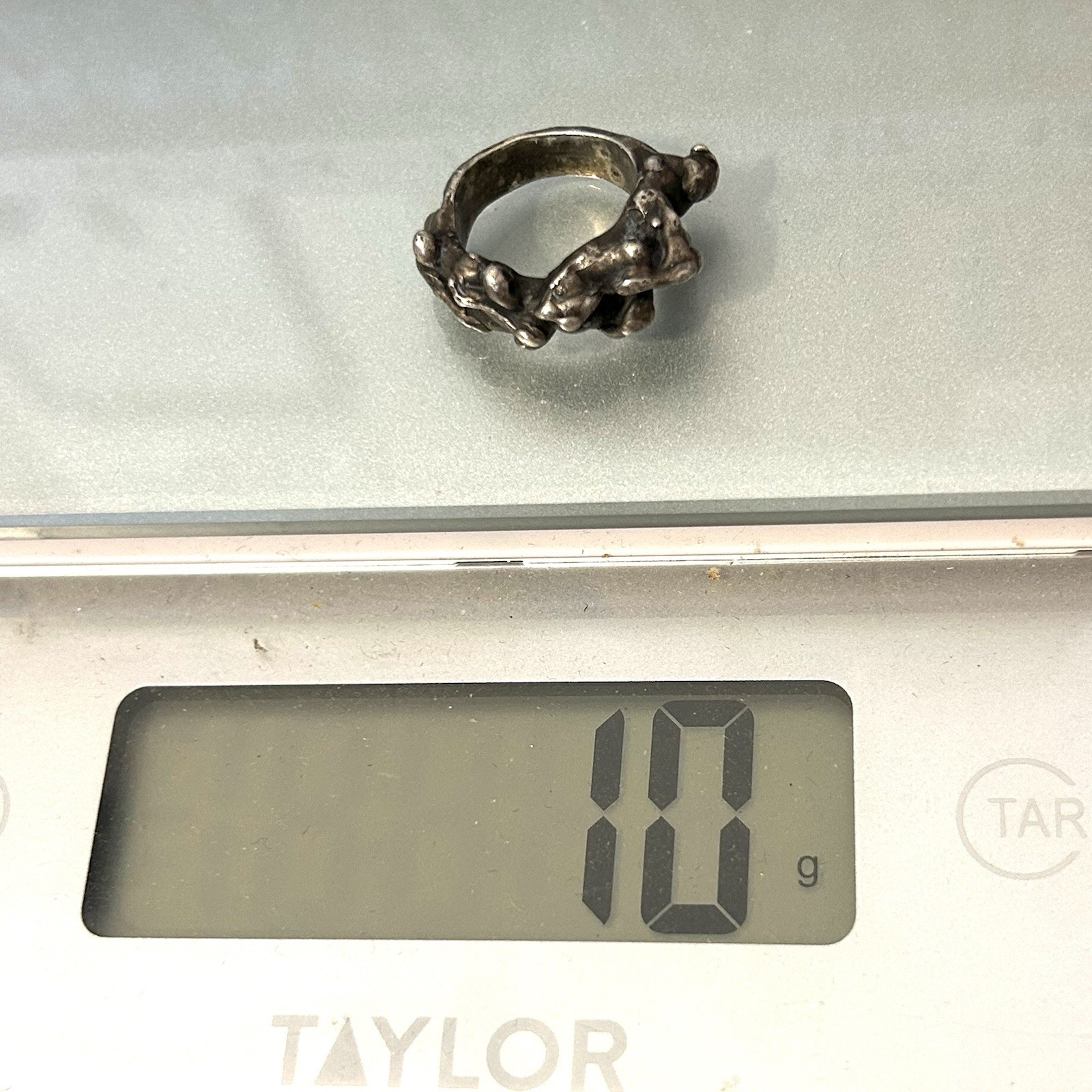 Vintage Brutalist Ring Sterling Silver Modernist Abstract Studio Artisan Sz 4.5