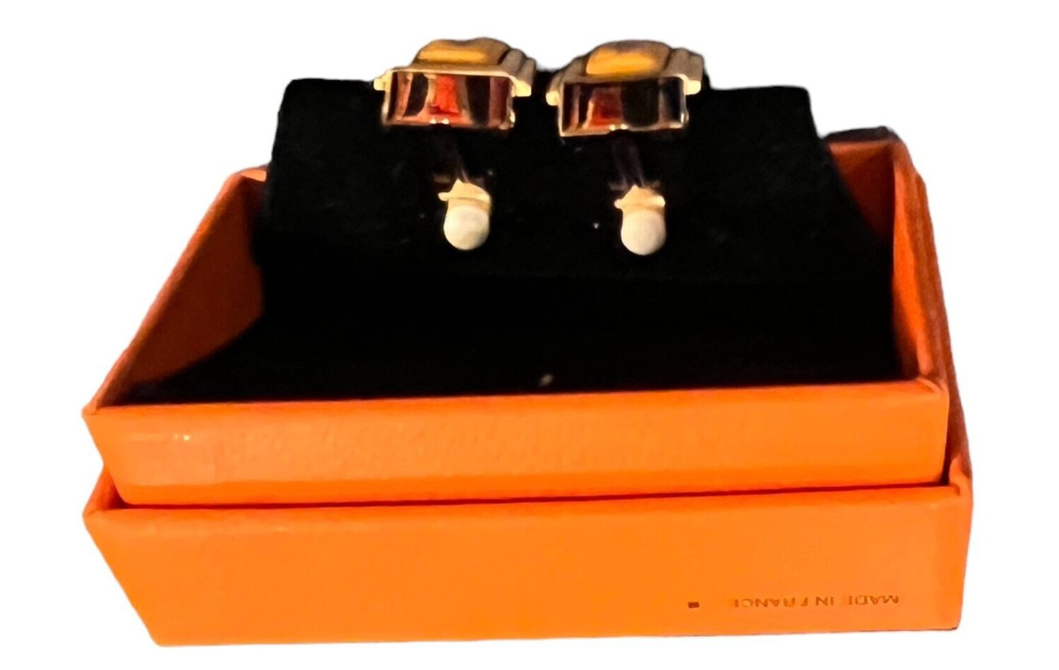 Hermès Cloisonné Luxury Enamel Women’s Yellow Gold-Tone Clip-on Earrings