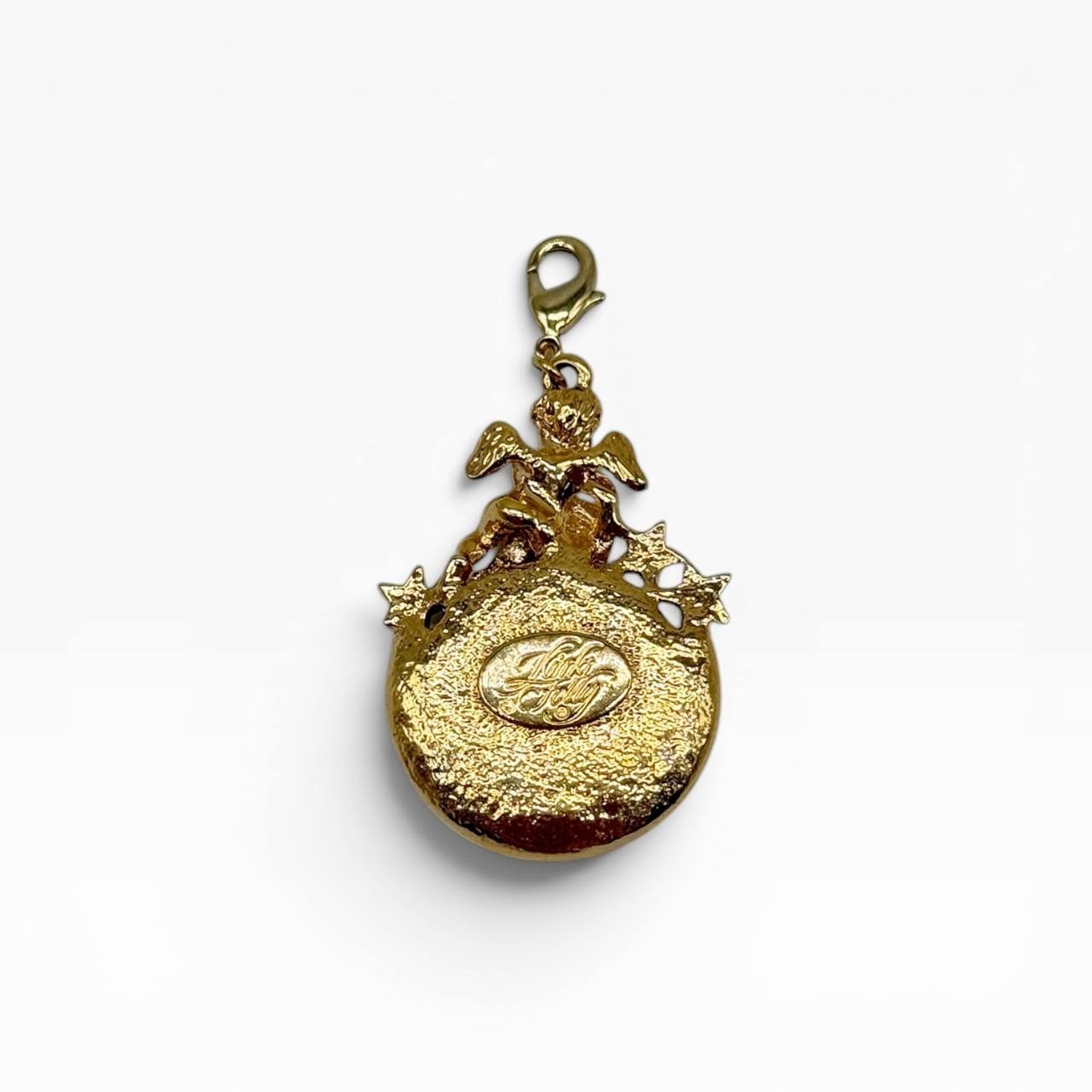 Vintage Kirks Folly Seaview Moon Angel Charm Pendant w/ Box