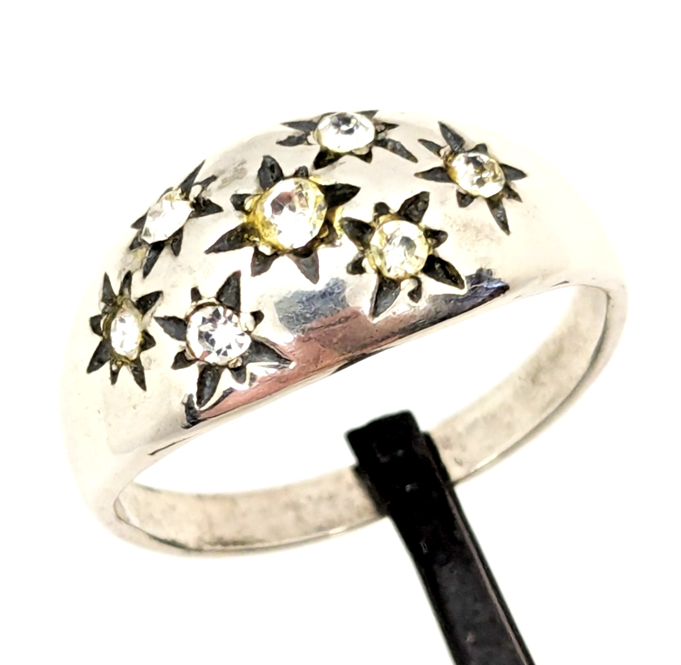 Vintage Elegant RING Silver 925 with Chic Bright Inserts -size: 9US (19mm) | #28