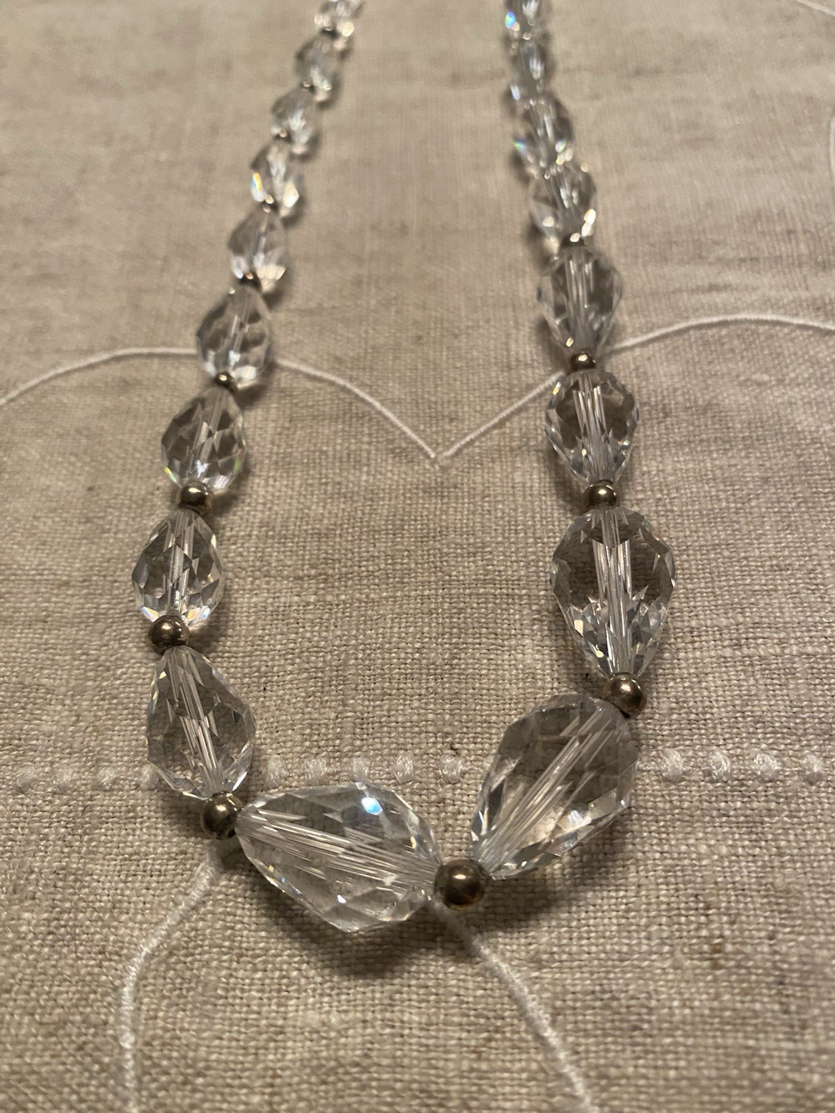 Swarovski Vintage Clear Crystal Faceted Necklace 24-27 Adjustable Length
