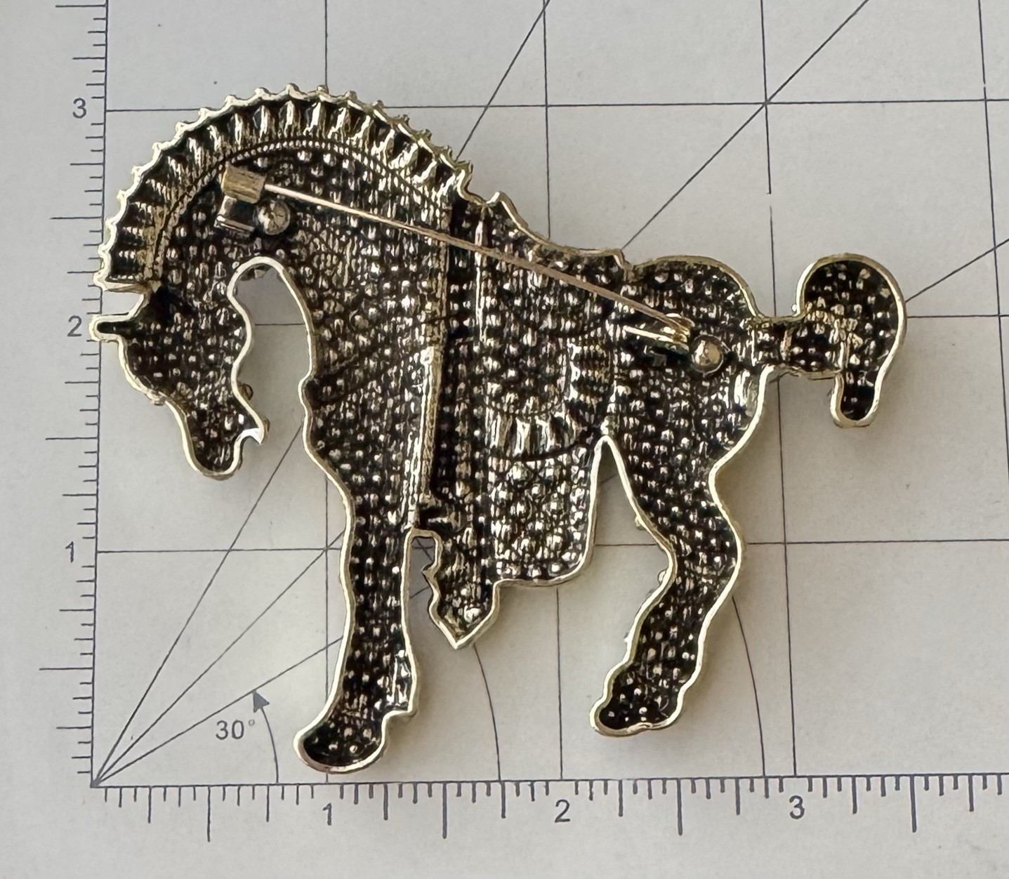 Horse Vintage Style /stamped metal large brooch