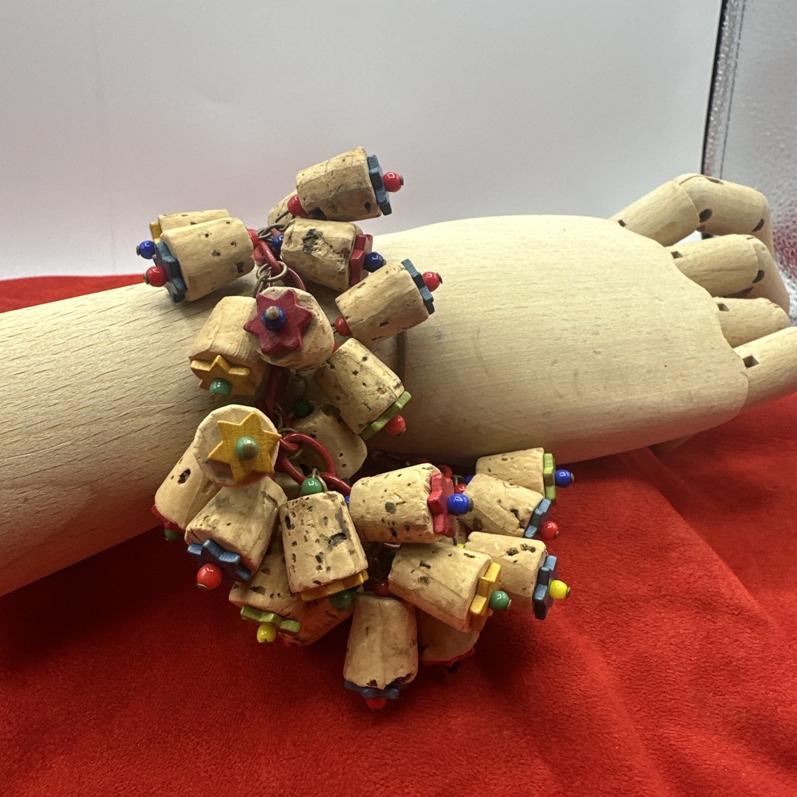 Exclusive Depression Era Cork and Multicolored Bakelite Bracelet. See pics.