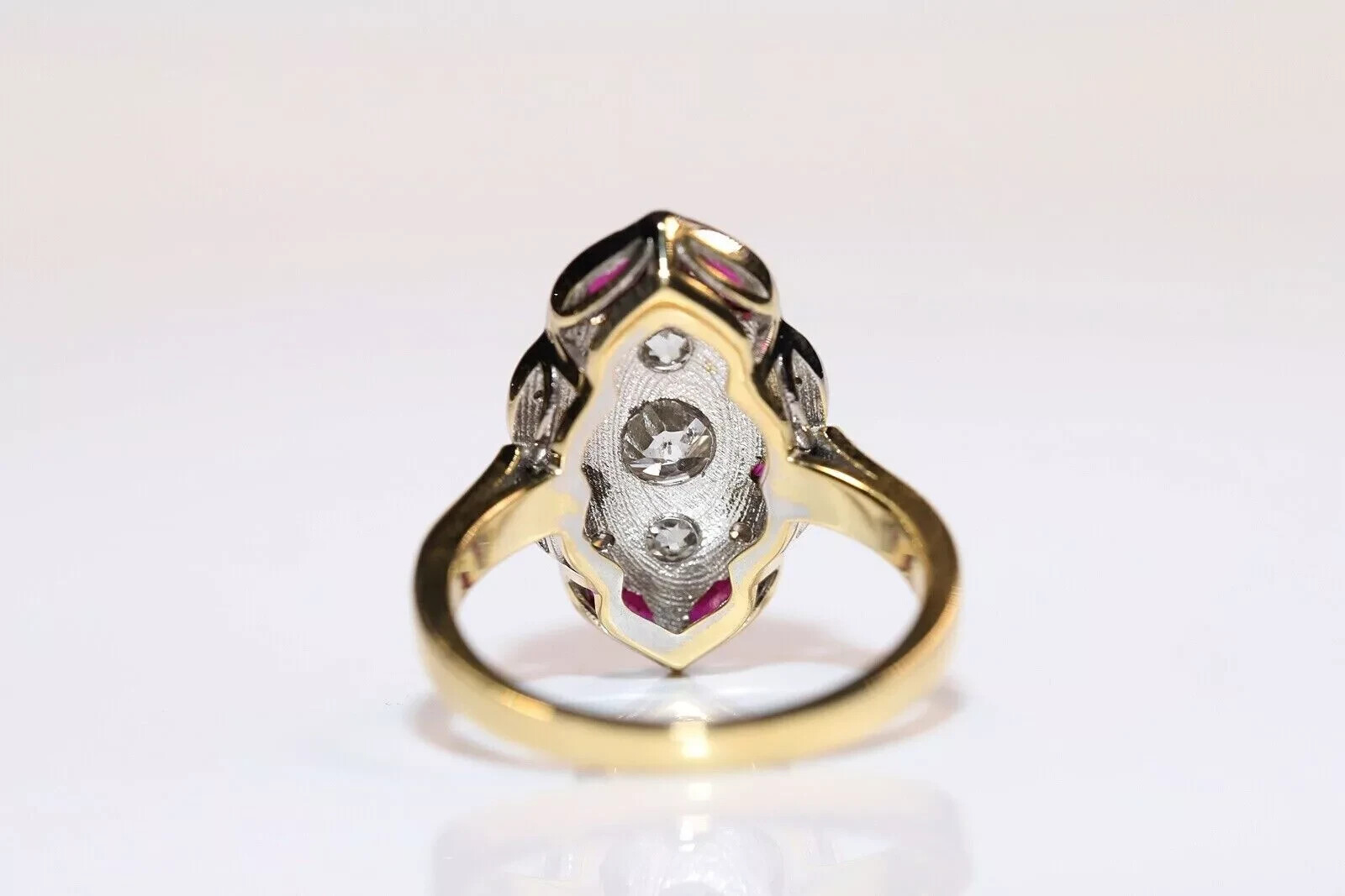 Art Deco Style 2.25Ct Lab Created Diamond Circa Navette Wedding 14K Gold FN Ring