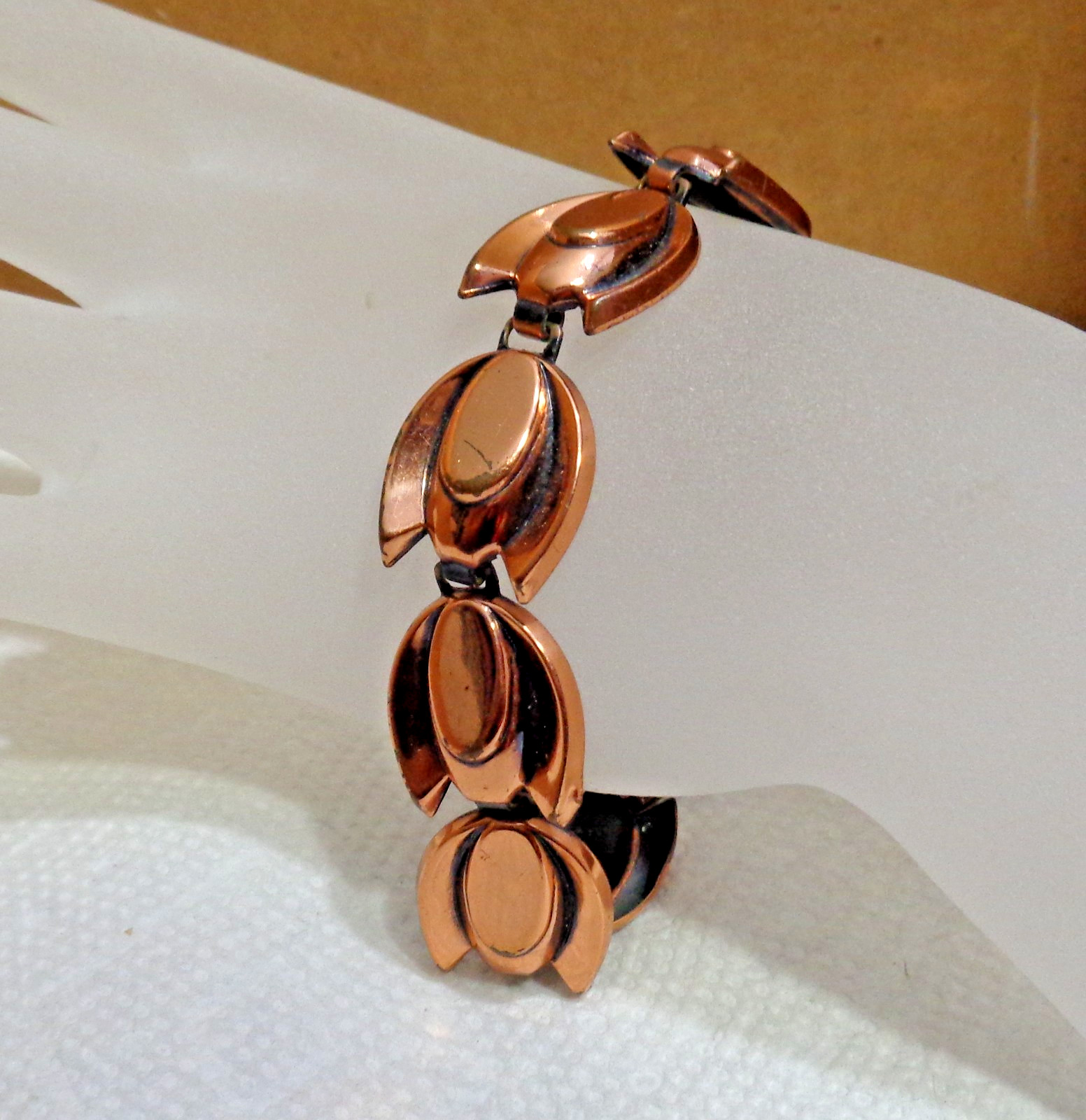 7 inch Vintage Solid Copper Renoir Stylized Tulip Bracelet 11/16″ 20.9 gm