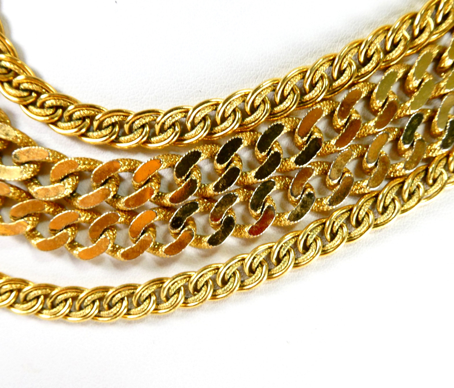 Vintage MONET Multi Strand Chain Necklace Bib 4 Strand Hook Clasp