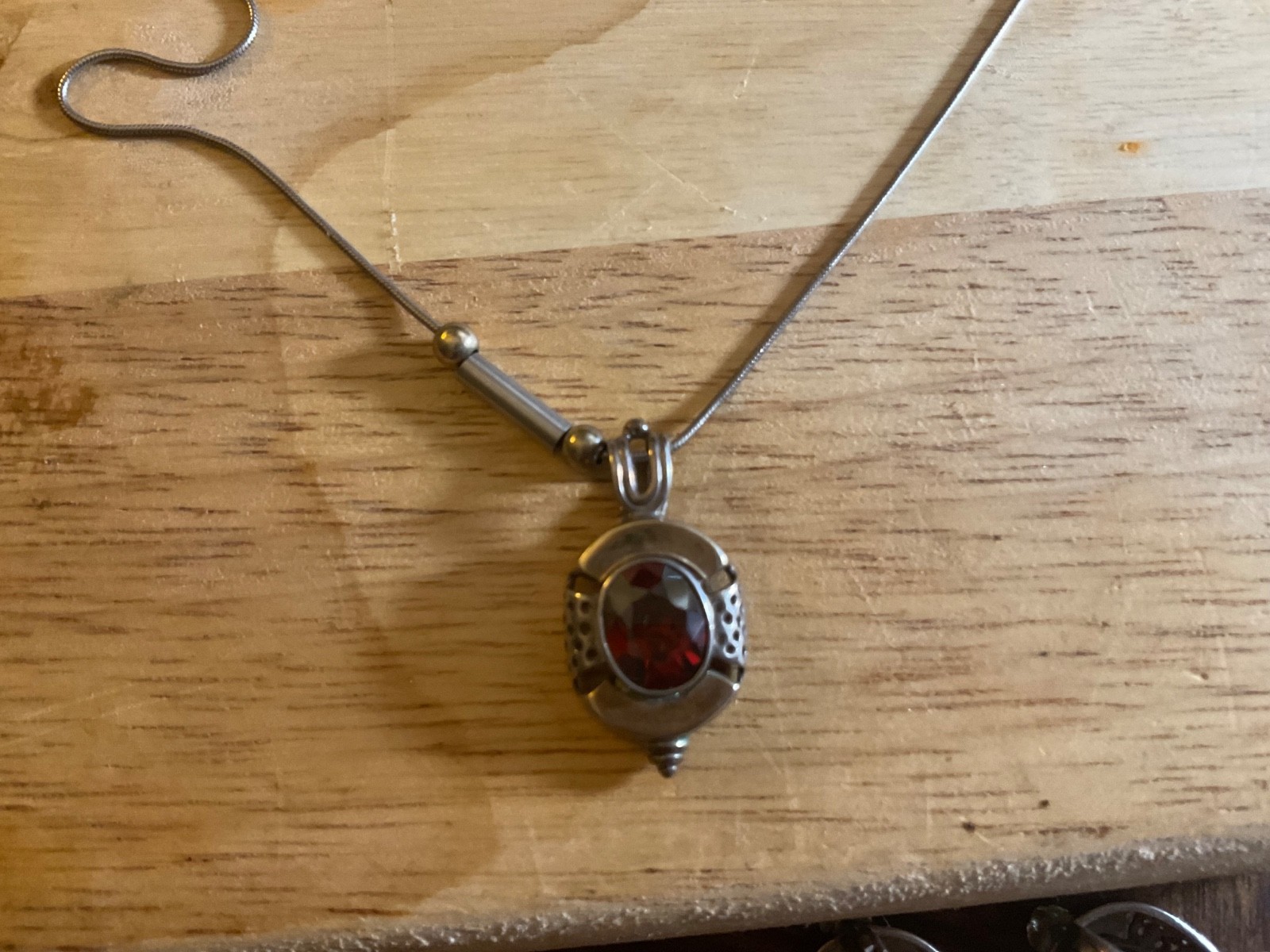 Antique 1950s russian silver & garnet set (neckless & earings)