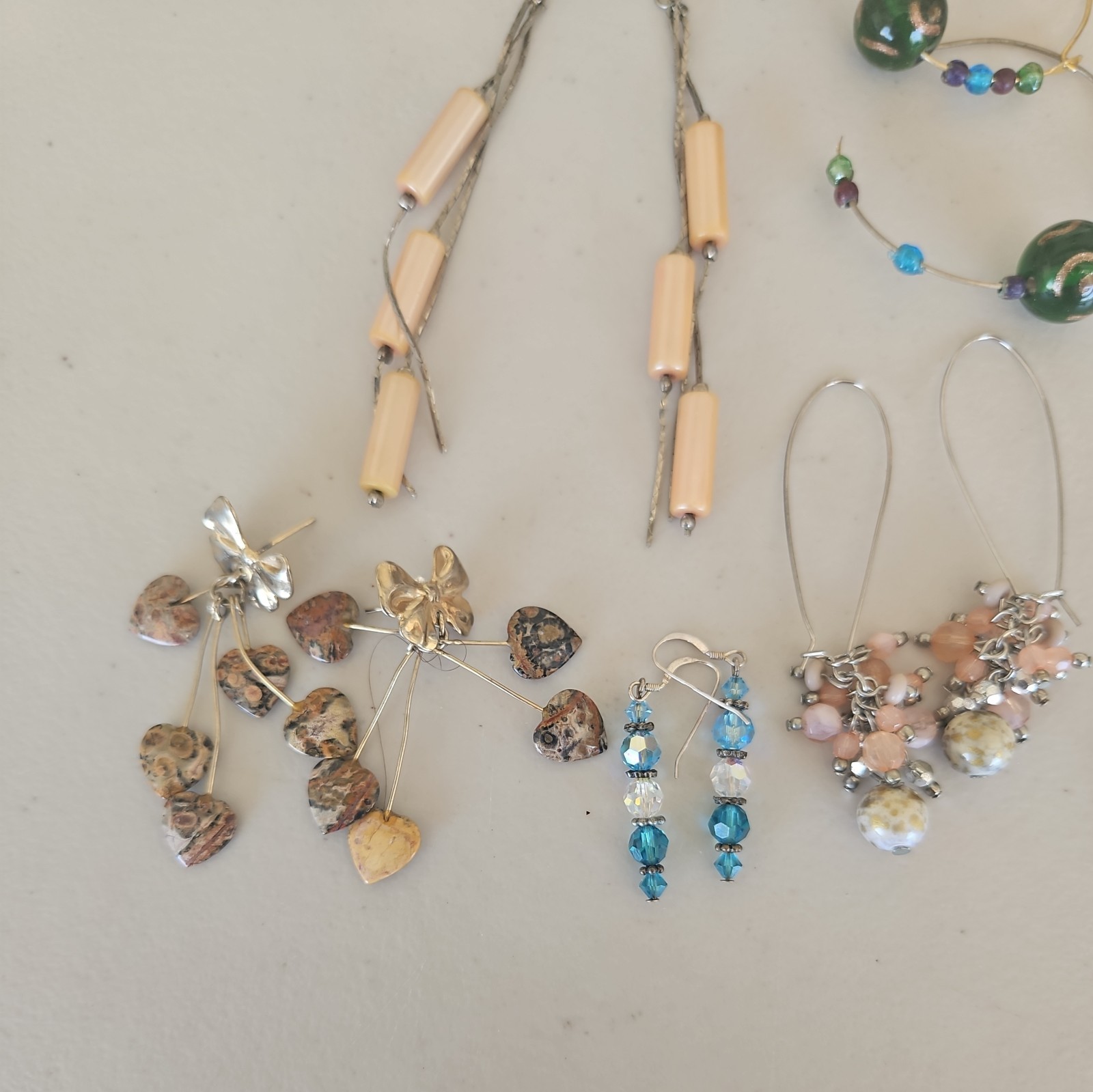 Vintage Pierced Earrings Lot Of 10 Pairs Various Lengths Styles Material 21