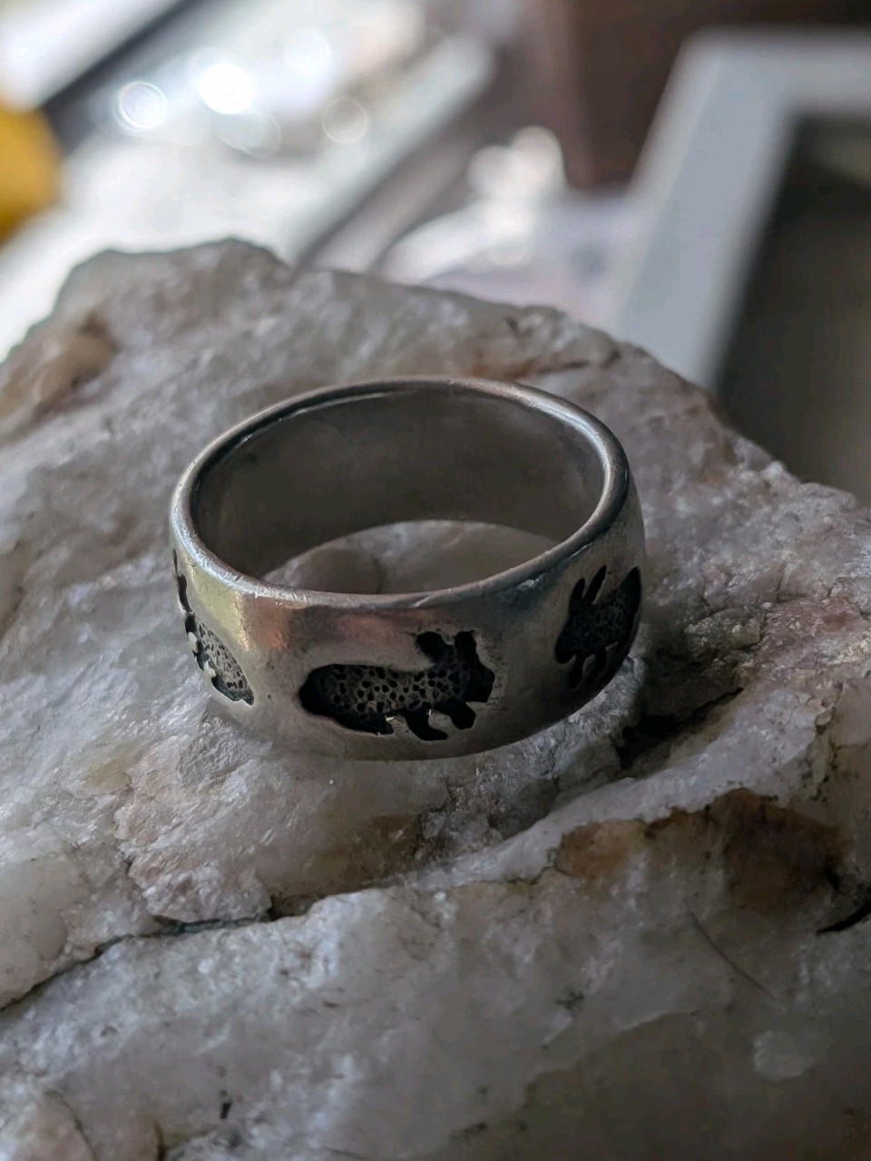 ༺ Vintage Sterling Silver ༻ Signed Peter Stone Rabbit Ring .925 Size 7