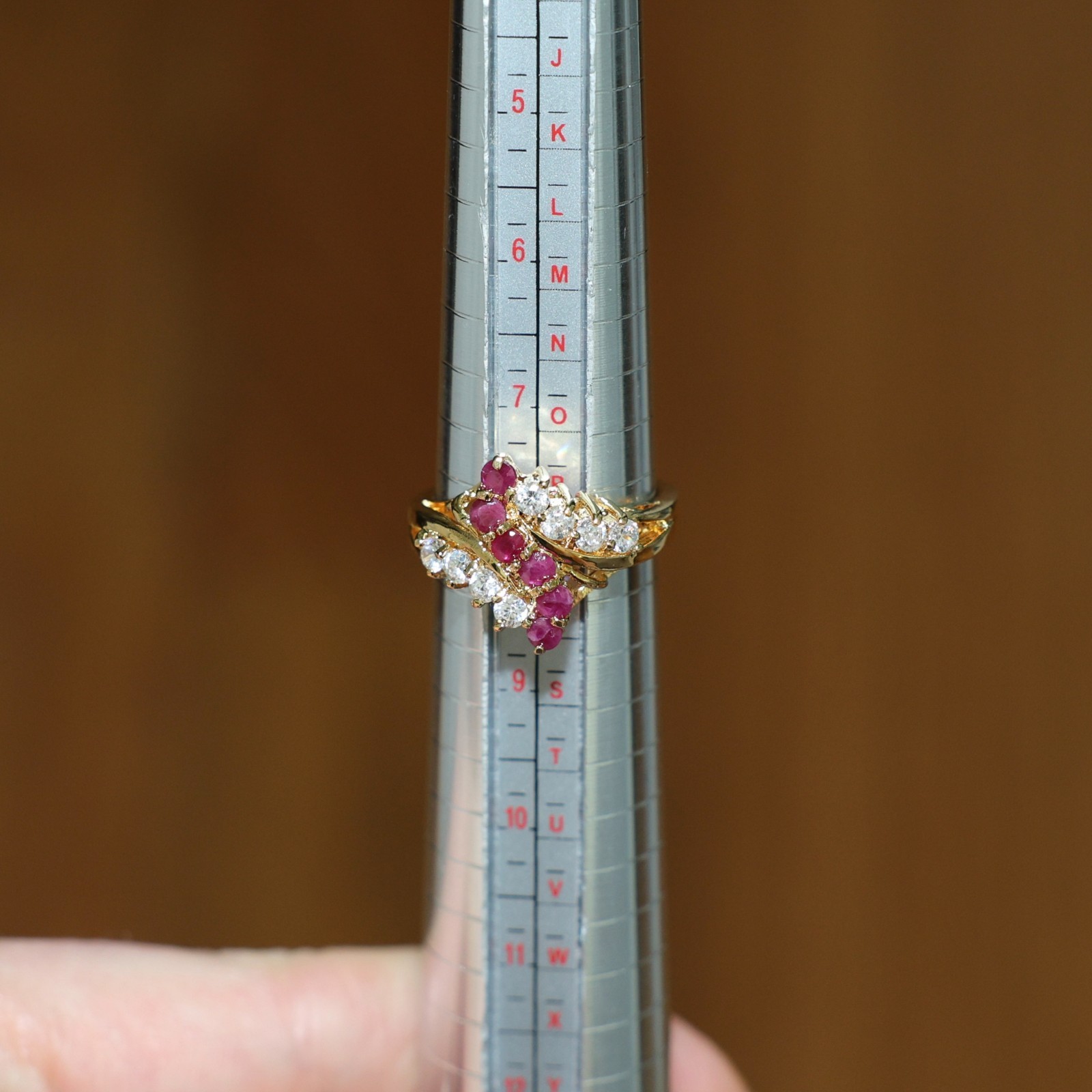 Vintage Gold Plated CZ and Genuine Natural Pink Ruby Cocktail Ring ~ Size 8 🔥