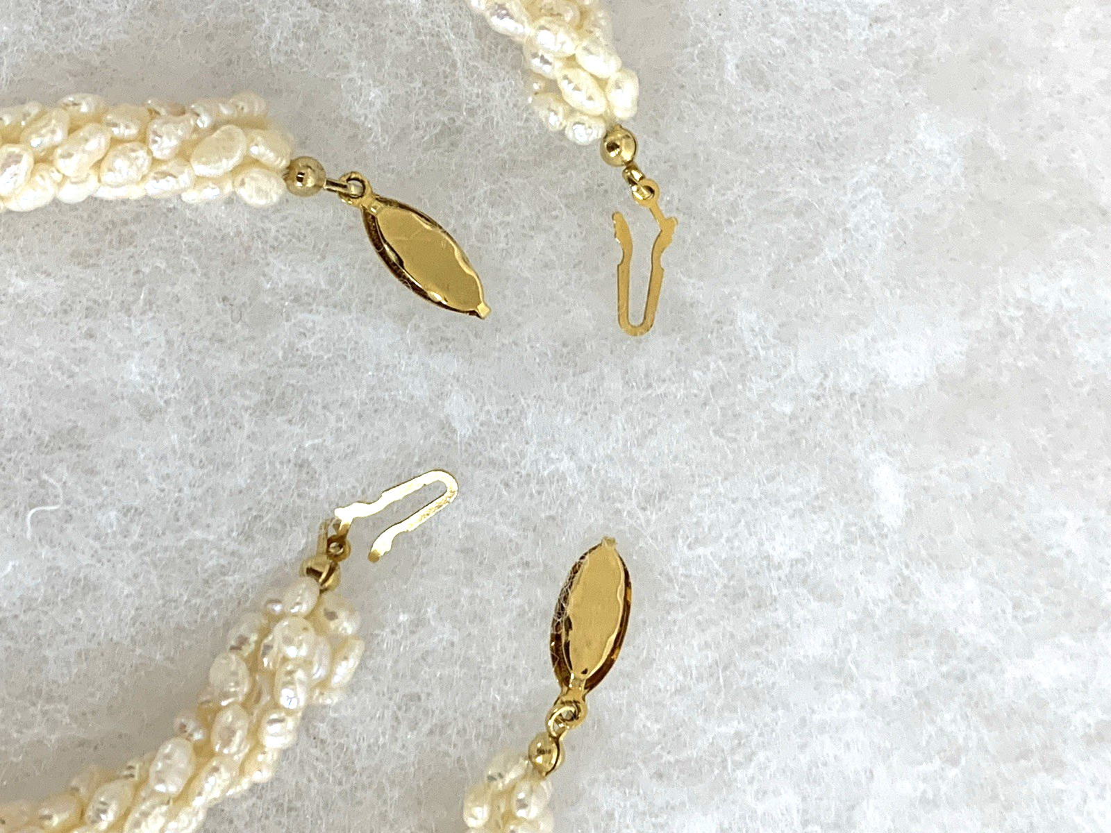 Vintage Seed Pearl Necklace Bracelet Earrings Set Gold Tone Bridal Wedding