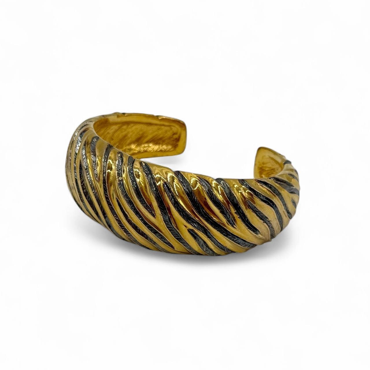 Vintage YSL Robert Goossens Gold Tone Zebra Cuff Bracelet France