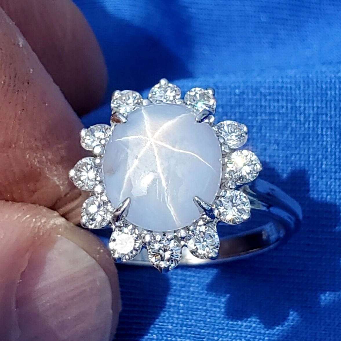 Original EARTH MINED STAR SAPPHIRE DIAMOND Deco Engagement Ring Diana Solitaire