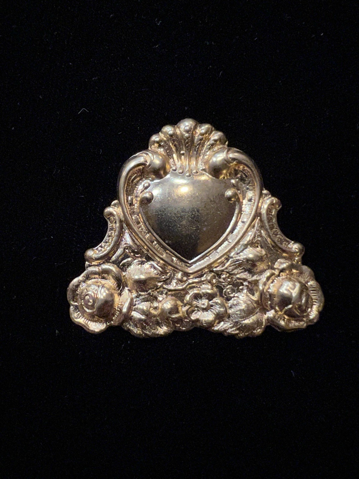 Vintage Heart 22K Gold Plated Brass Stamping for Decoration/Jewelry Making NOS