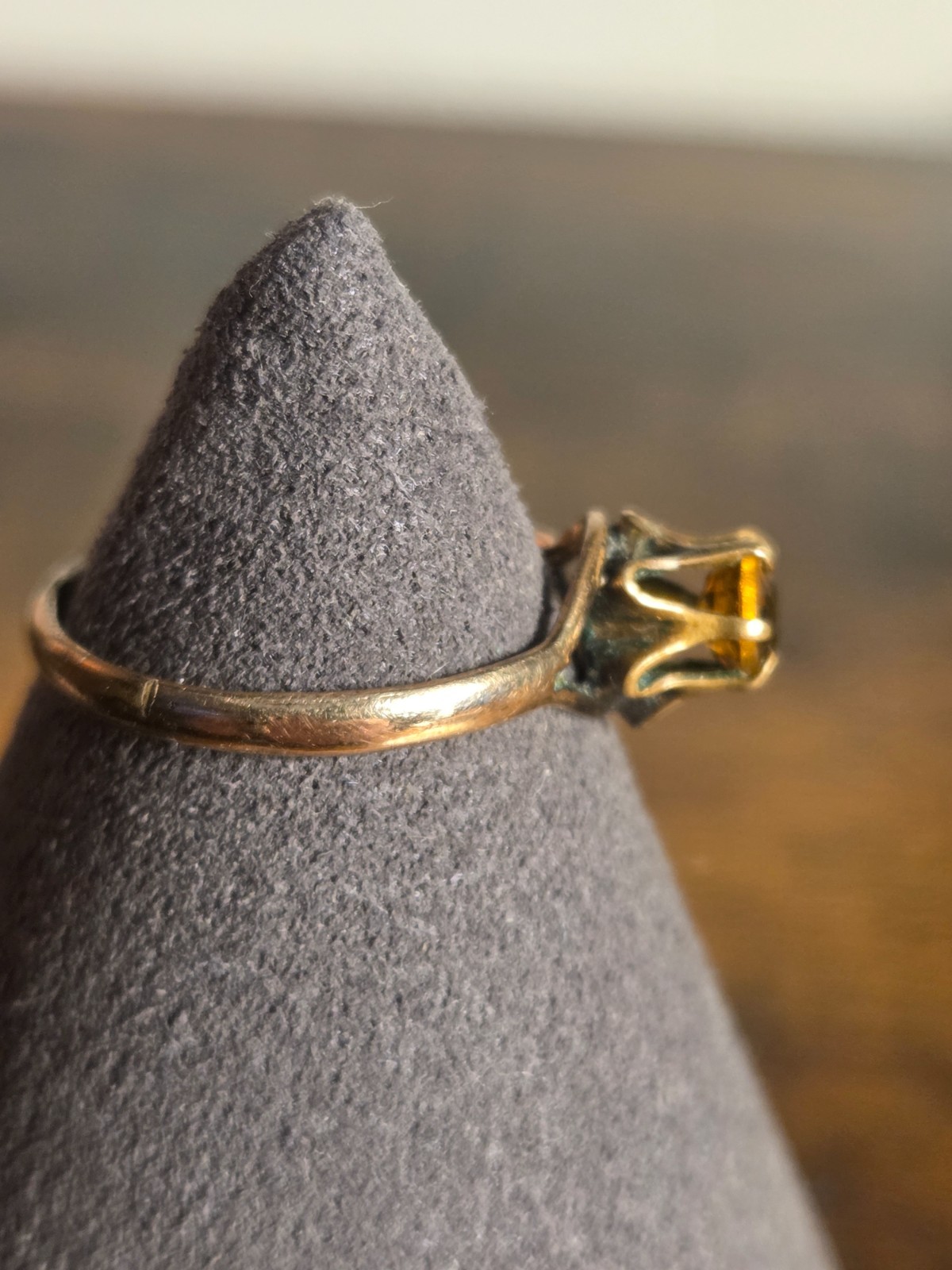 VINTAGE COSTUME RING LITTLE NEMO ART DECO SYNTHETIC CITRINE SOLITARE SIZE 6.5