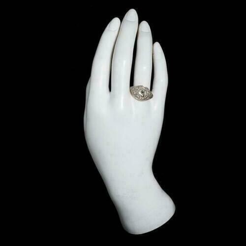 Art Deco Style Round Lab-Created Diamond Wedding 14K Yellow Gold FN Women’s Ring