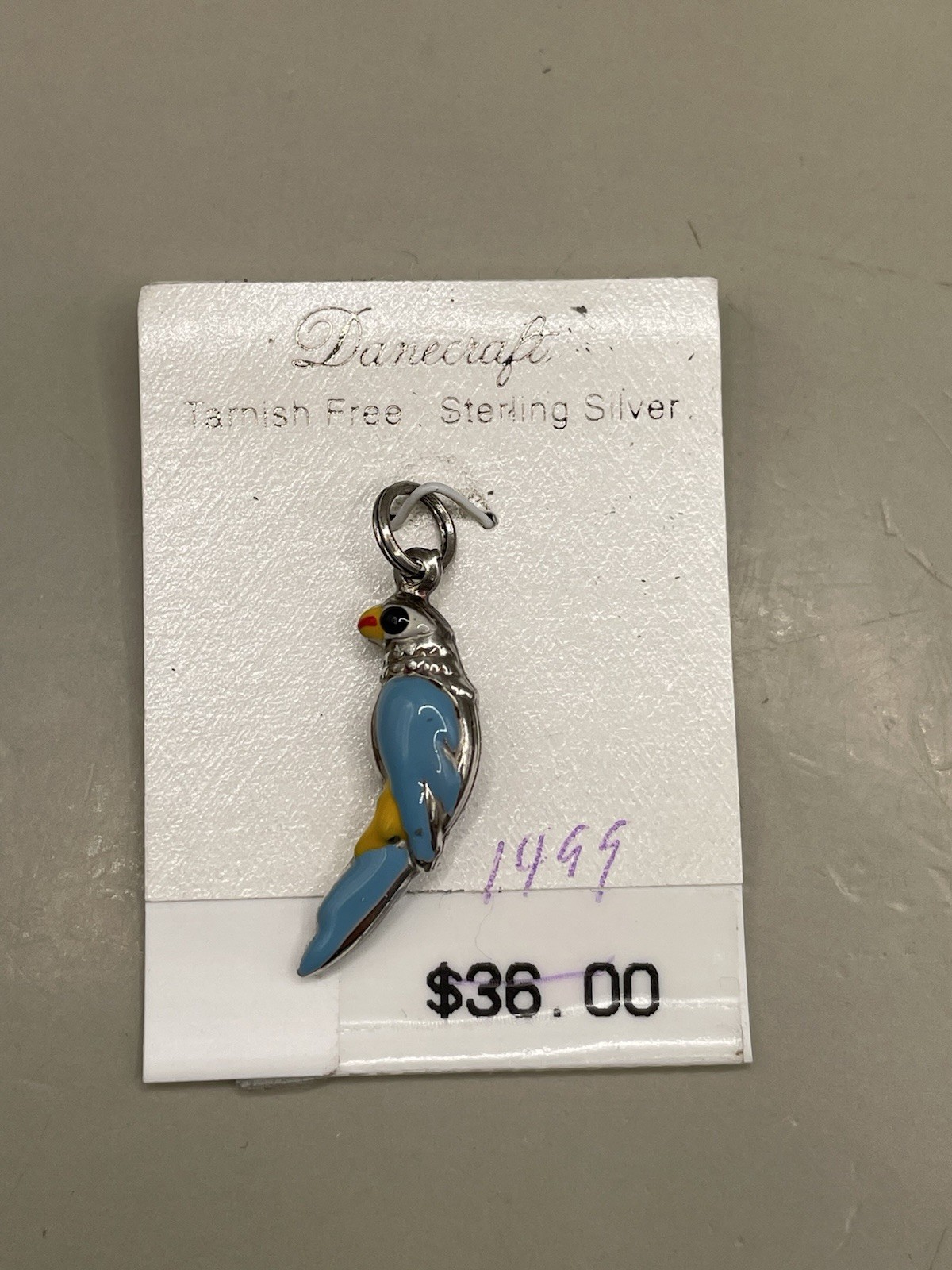 Vintage Danecraft Sterling Silver 925 Enamel Parrot 1” Pendant Charm NWT