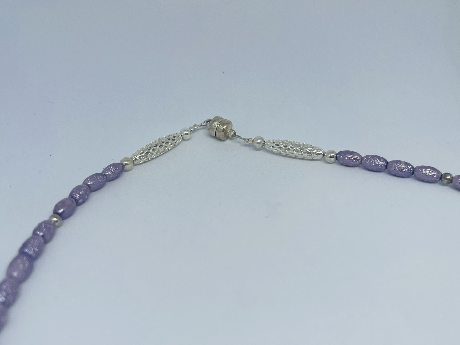 Fab 1950s Lavender Freshwater Pearls Necklace Orate Magnetic Clasp Japan VTG