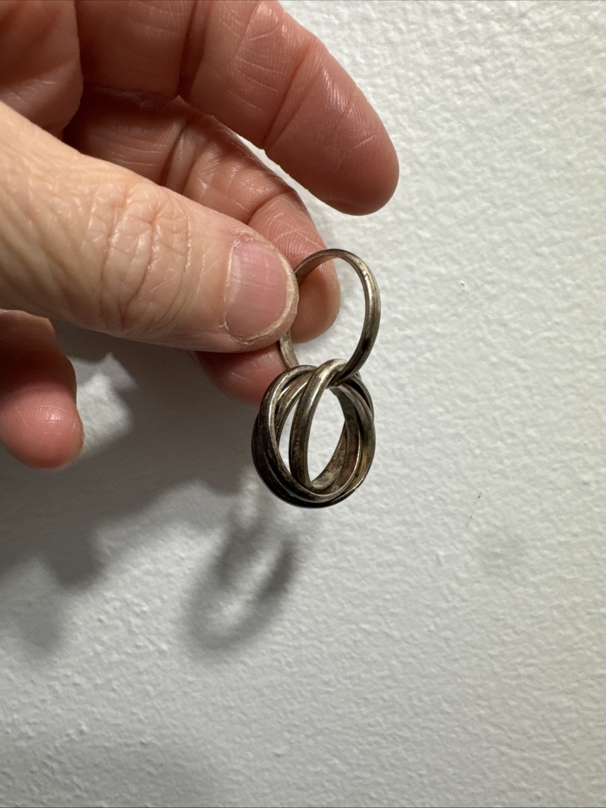 Vintage Chunky 5 Interlocking Sterling Silver Size 4.5 Band 8.6g Ring Tarnished