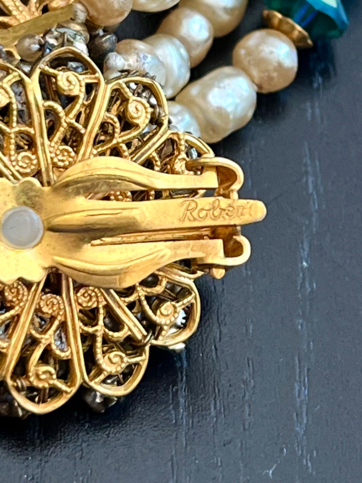 Incredible Vintage 40’s Robert Bracelet Brooch Earrings Pearls Glass Beads etc