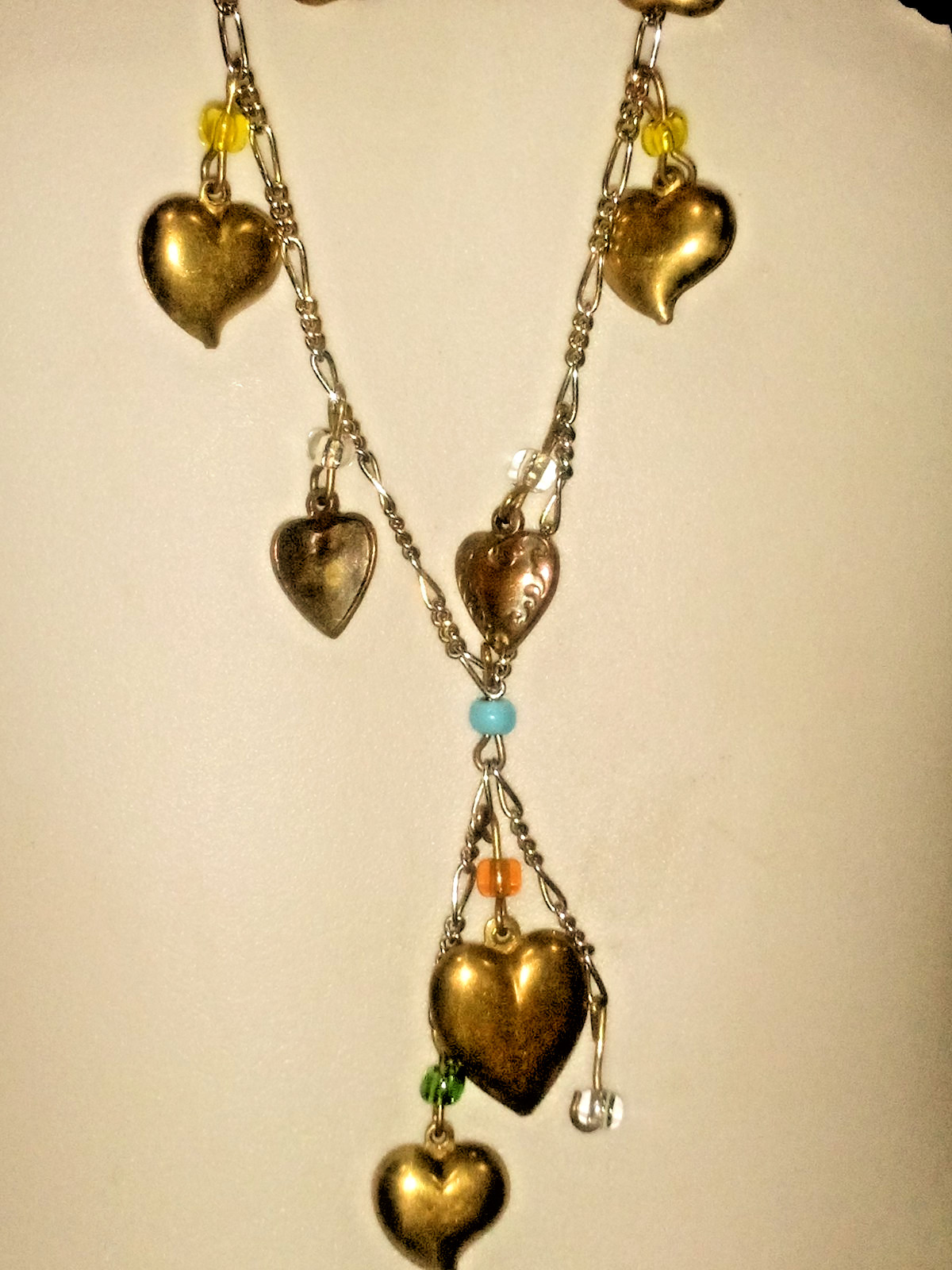 Vintage PIDDiDLY LINKS CHARM Necklace Theater Drama REAL HEART LOCKETS Kingston