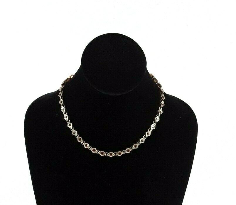 Womens Faux Ruby Rhinestone Chain Collar Necklace Gold Tone EUC