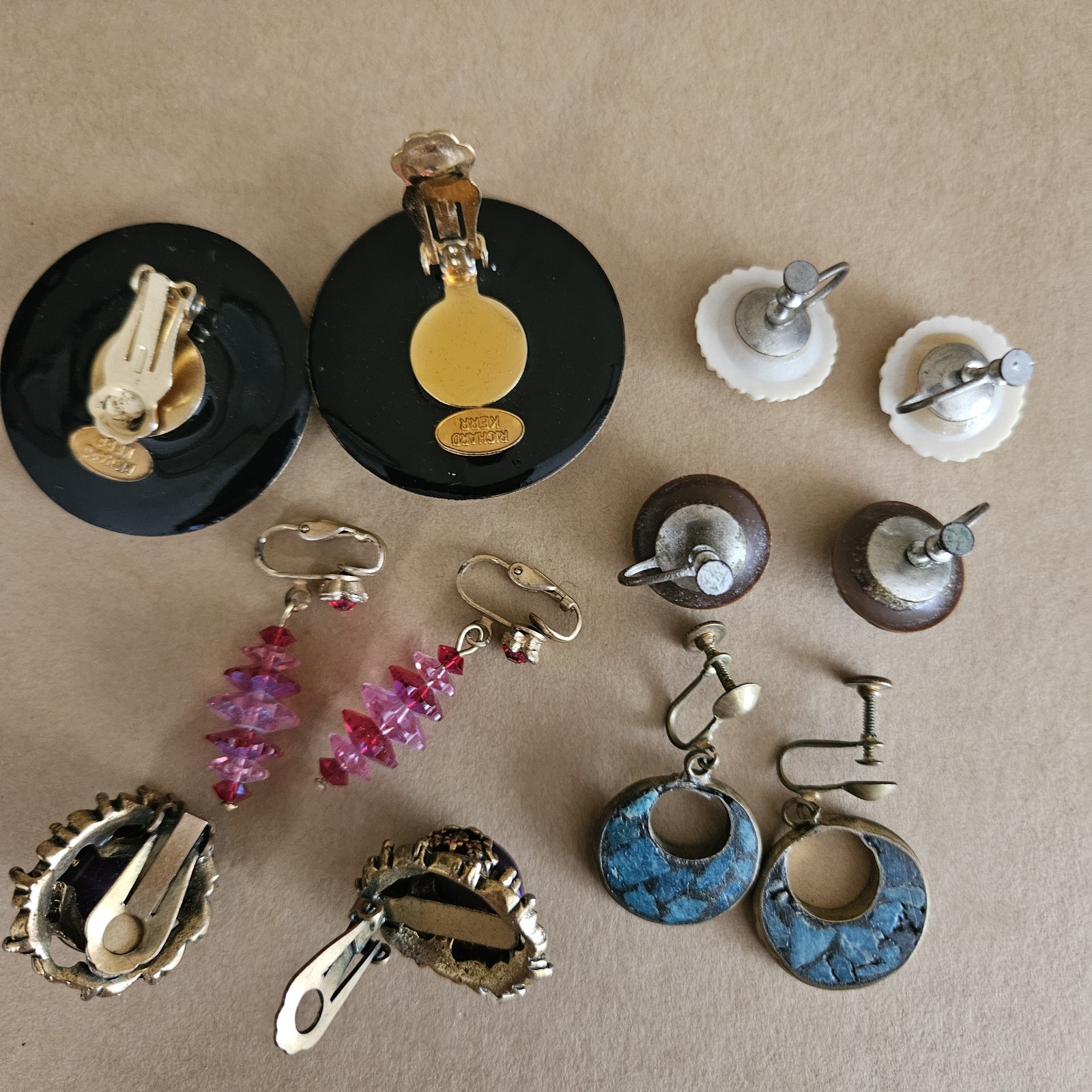 Vintage Lot 6 pr clip & screwback Earrings Richard Kerr