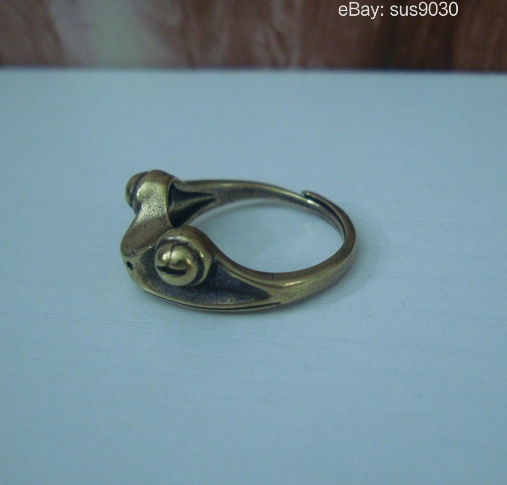 Retro Brass Frog Toad Statue Adjustable Ring US Size 6-8
