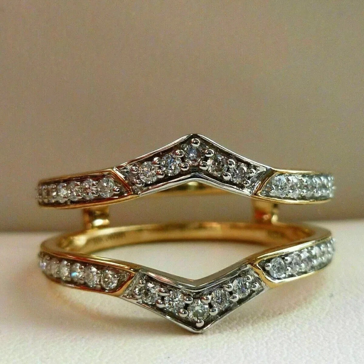 1.25Ct Round Lab Created Diamond Enhancer Wrap 14K Gold FN Engagement Band Ring