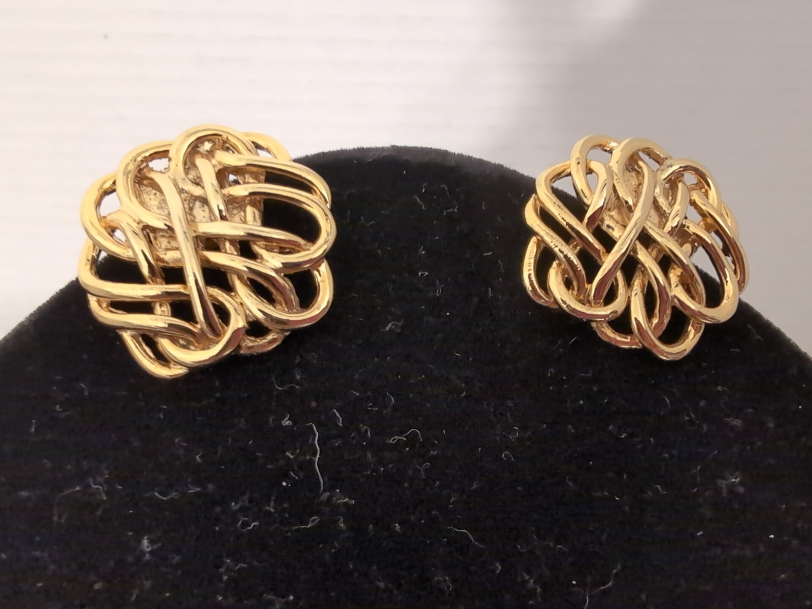Vintage Bluette Made in France Gold Tone Swirling Clip Earrings