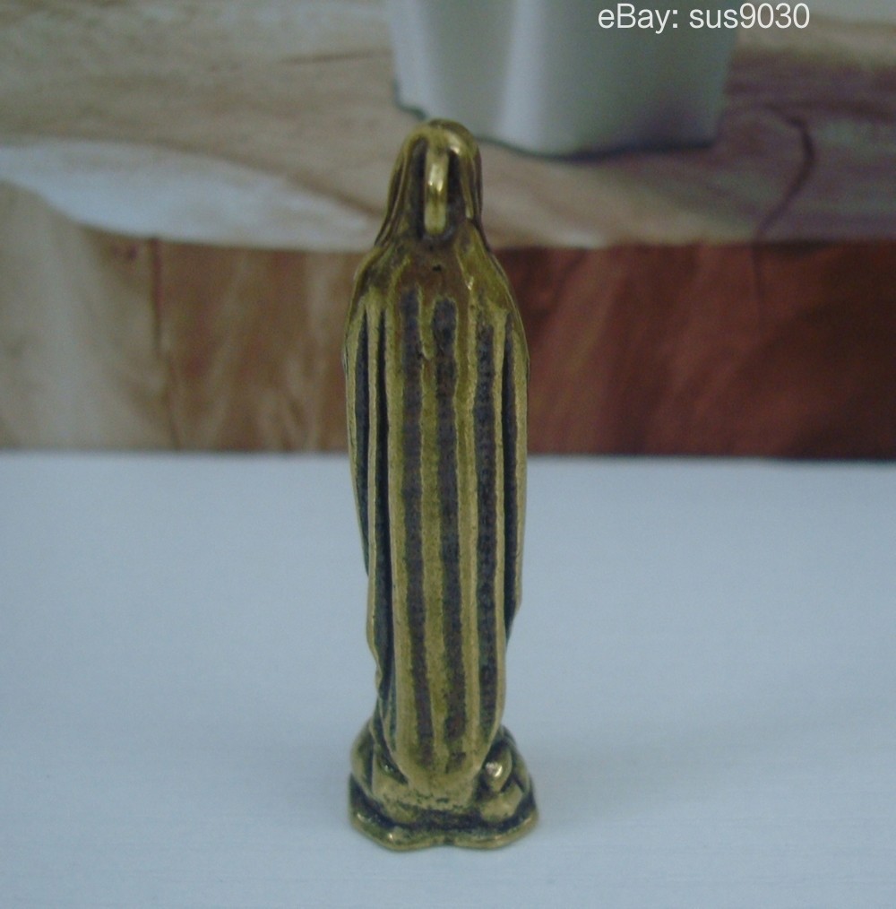 Solid Brass Virgin Mary Woman Figurine Statue Pendant