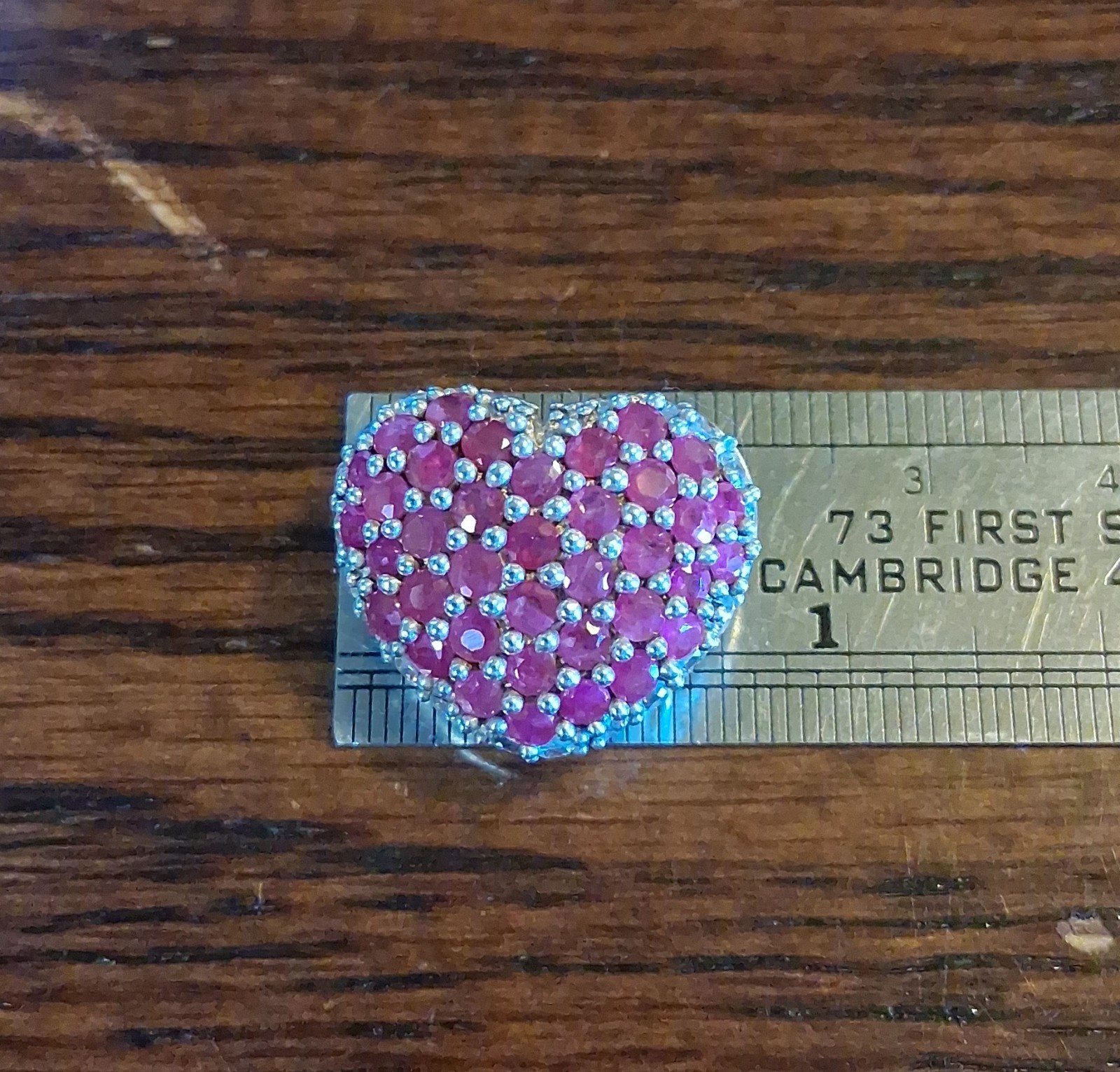 Vintage 1990s Sterling Pave Ruby Heart Slide Pendant Avon See Pics/Description