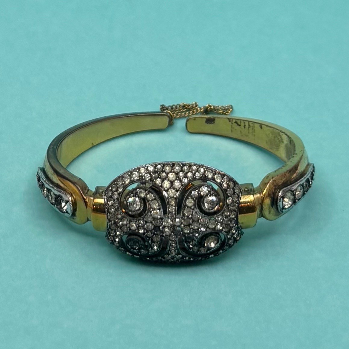 French Potens Prima Hidden Watch Bracelet Paste Set Gold Filled Retro