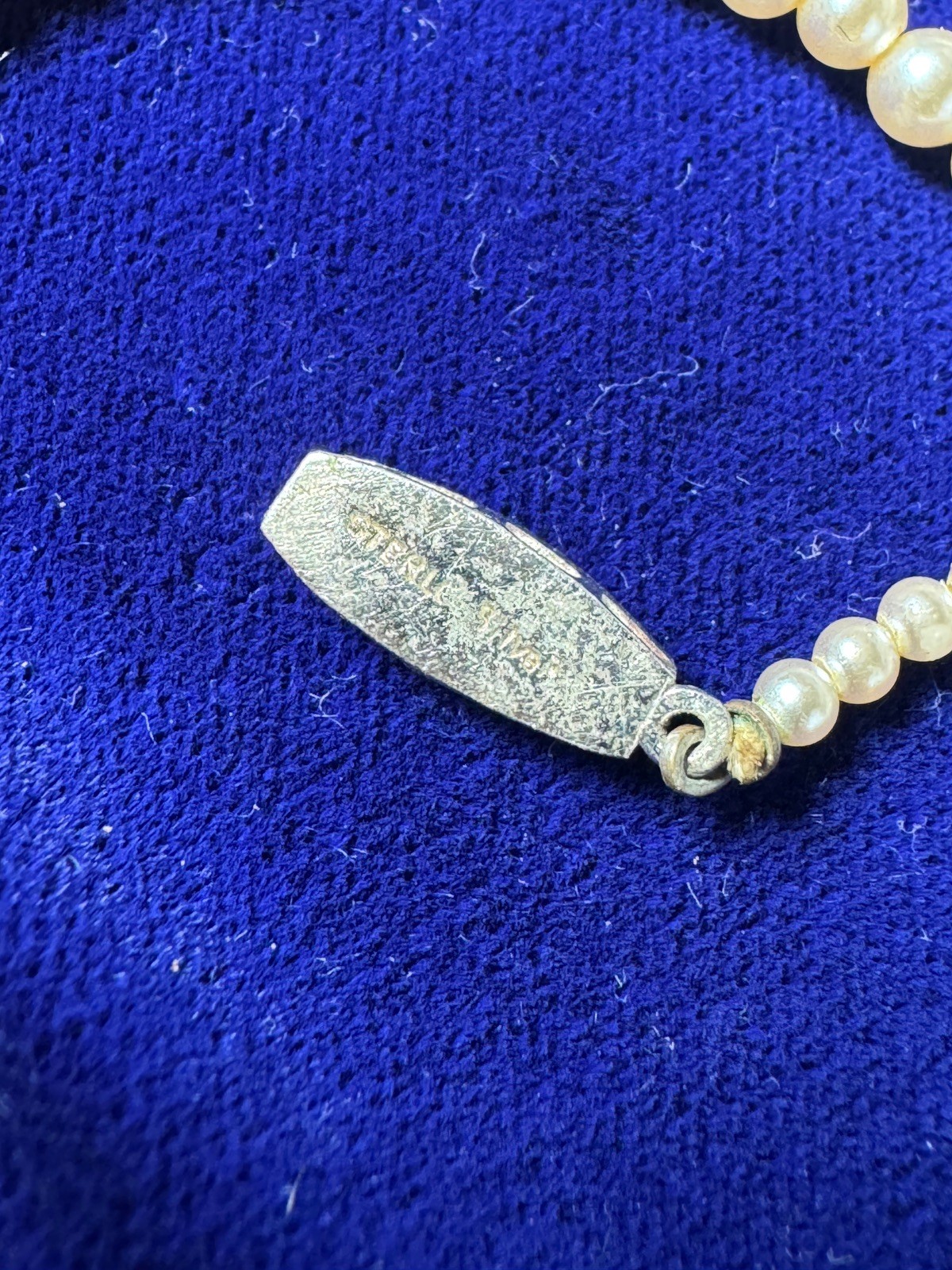 Vintage c.1920’s ‘LAFAYE PEARLS’ Melbourne Australia Pearl Necklace Silver Clasp