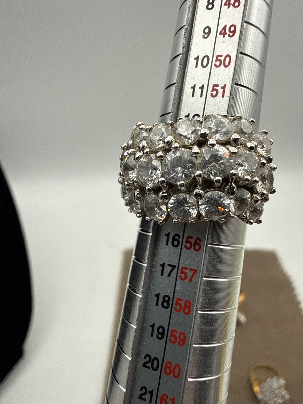 Vintage Statement Cocktail Ring Lot – Clear Stones Gold tone Sizes 5.5 – 6.5