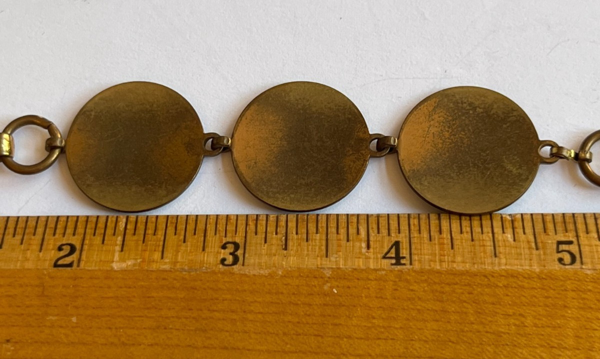 Vintage Brass Bronze Tone Initial Monogram Charm Link Bracelet 1950s MMW