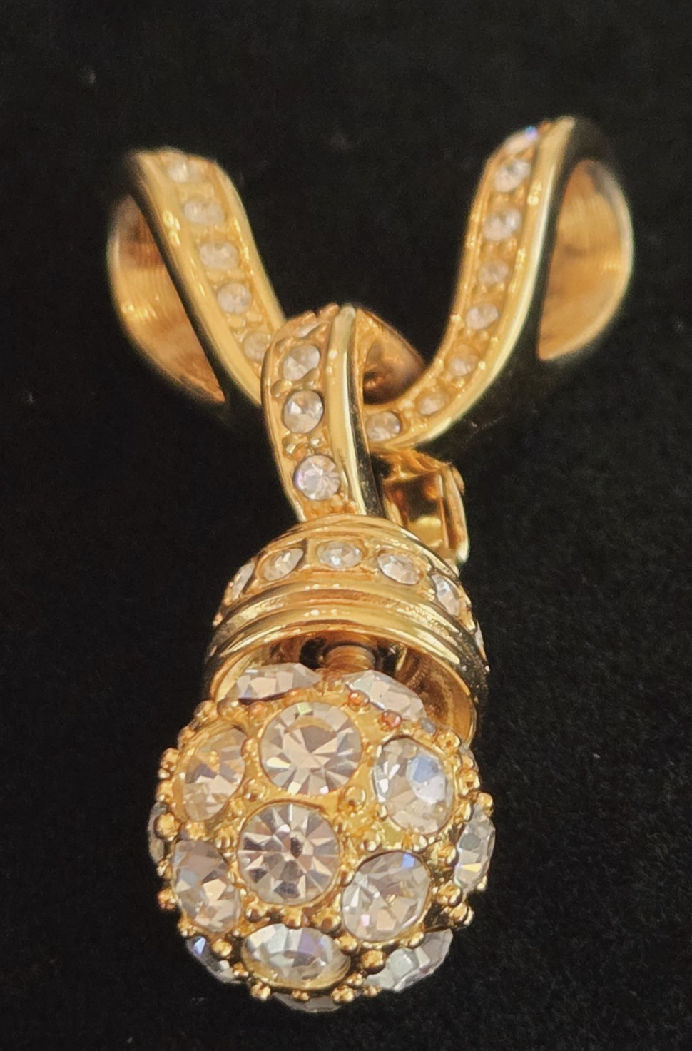 Nolan Miller Gold Tone Crystal Rhinestone Ball Pendant on Crystal Slide 2pc Set